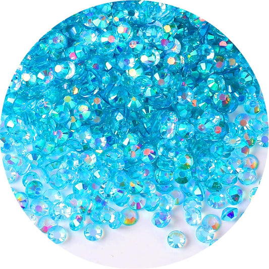 2250 Pcs SS16 4mm AB Flatback Rhinestones for Nails Art Crafts Transparent Glitter Round Gems Crystals DIY Clothes Shoes(Clear Peacock Blue AB)