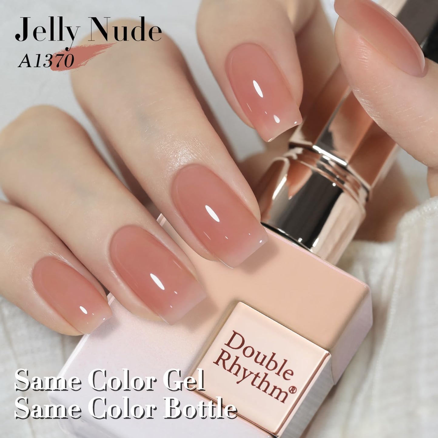 Double Rhythm 0.5Oz Translucent Gel Polish Sheer Neutral Natural Light Milky Same Color Same Bottle 15ML Jelly Nail Art DIY at Home (Skin Nude-A1370)