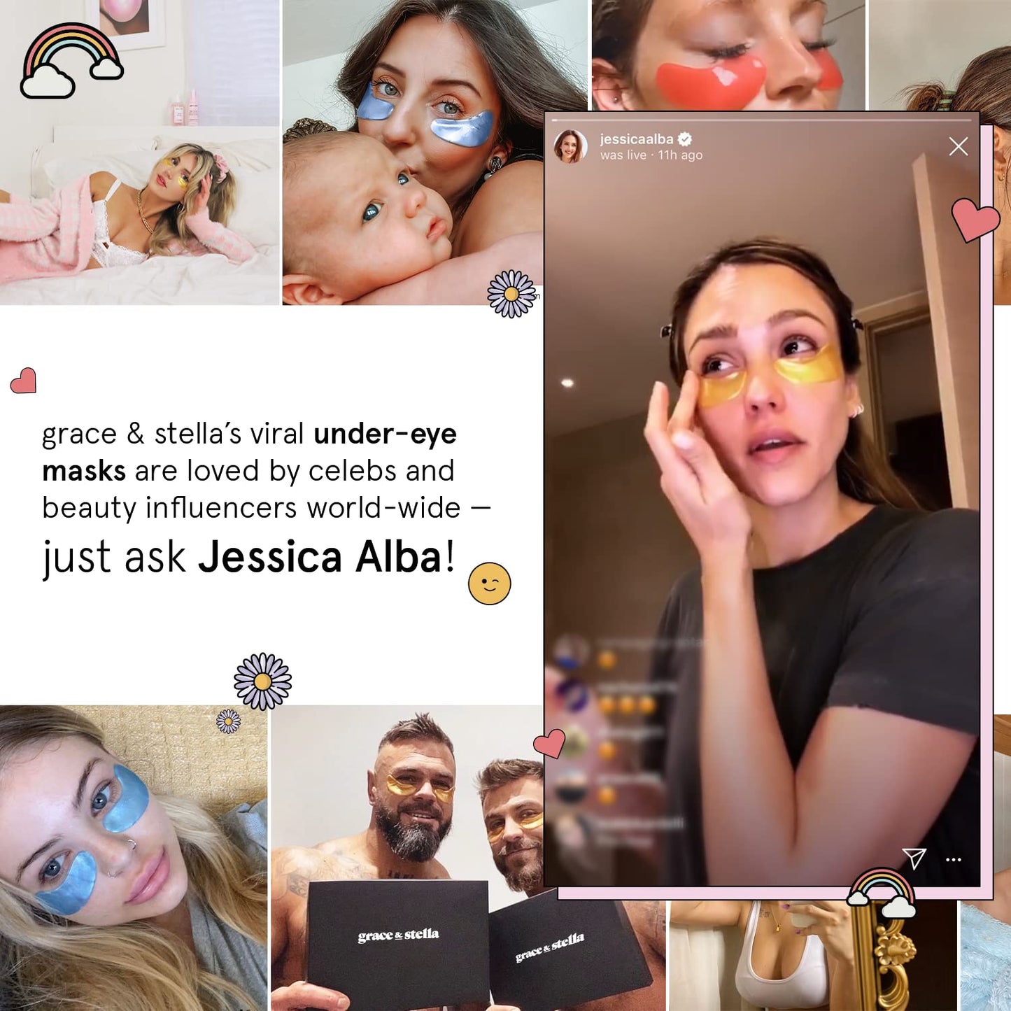 grace & stella Award Winning Under Eye Mask - Birthday Gifts For Women - Bridesmaid Gifts - Reduce Dark Circles, Puffy Eyes, Undereye Bags, Wrinkles - Under Eye Patches - Vegan (24 Pairs, Pink)