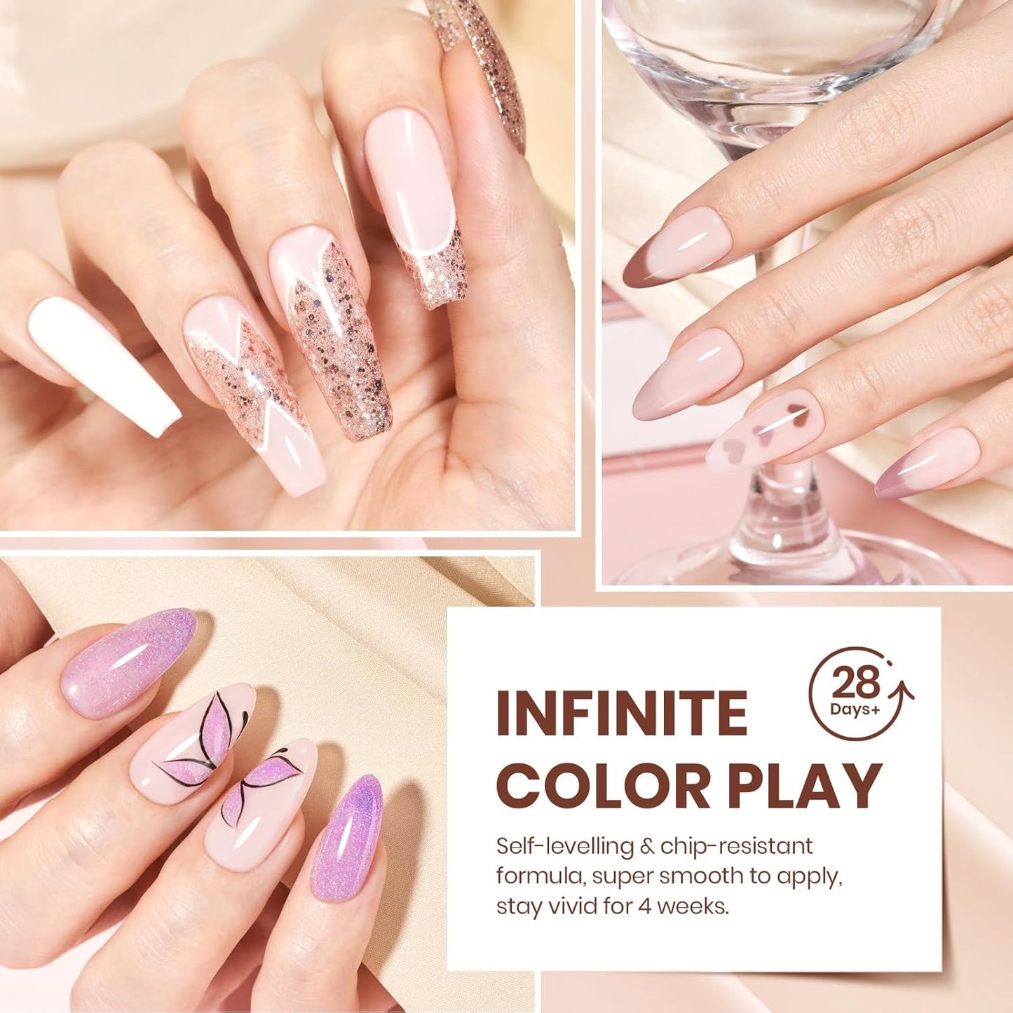 beetles Fall Gel Polish Set, 12 Colors Brown Purple Blue Gel Polish Glitter Neutral Autumn Nails Design Soak off Uv Led Lamp Needed Soft Pulse Nail Art Design Gifts for Women