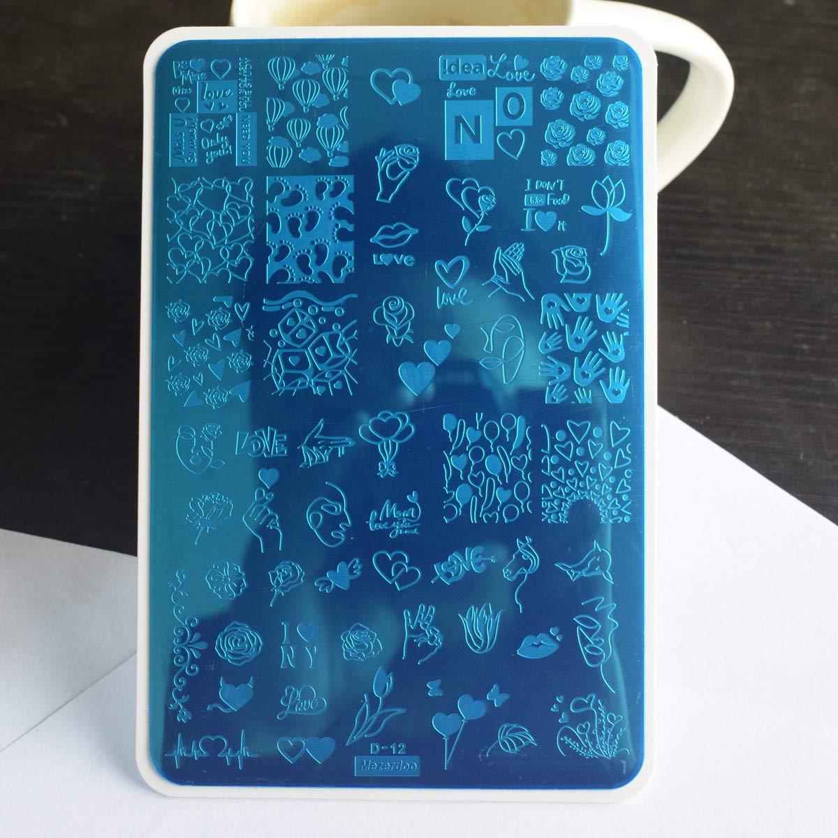 2pcs Large Size Nail Art Image Stamp Stamping Plates Fire Heart Pattern Valentine's Day Nail Stamping Plate Love DIY Nail Stamper Plates Stencil Palm Footprint Manicure Template Tools