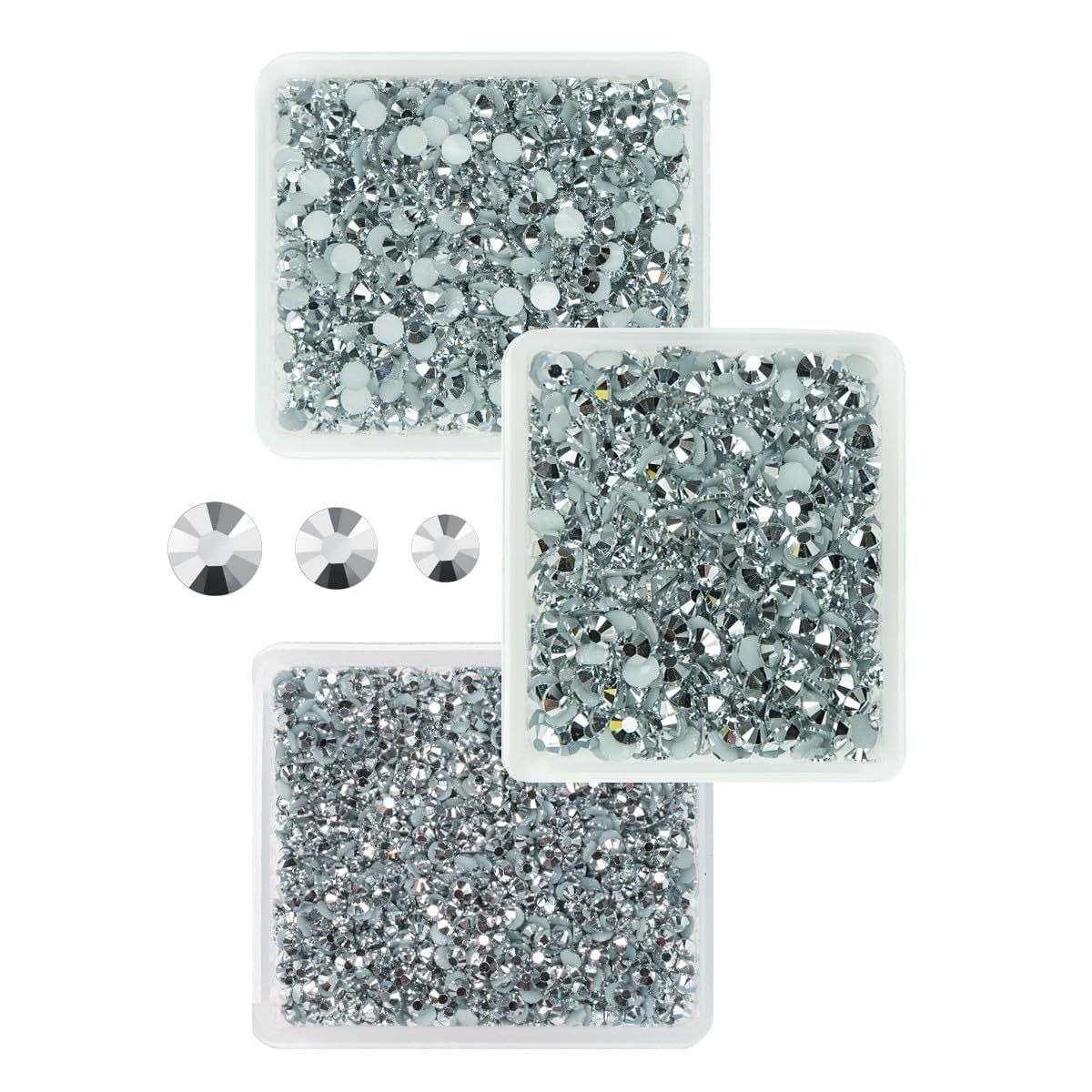 Metallic Silver Resin Rhinestones for Crafting 3mm 4mm 5mm Flatback Stones No-Hotfix Diamonds Crystals Gems Charms for Nails Face Eyes Makeup Body Tumblers Bottles Mugs DIY Crafts Shoes Clothes