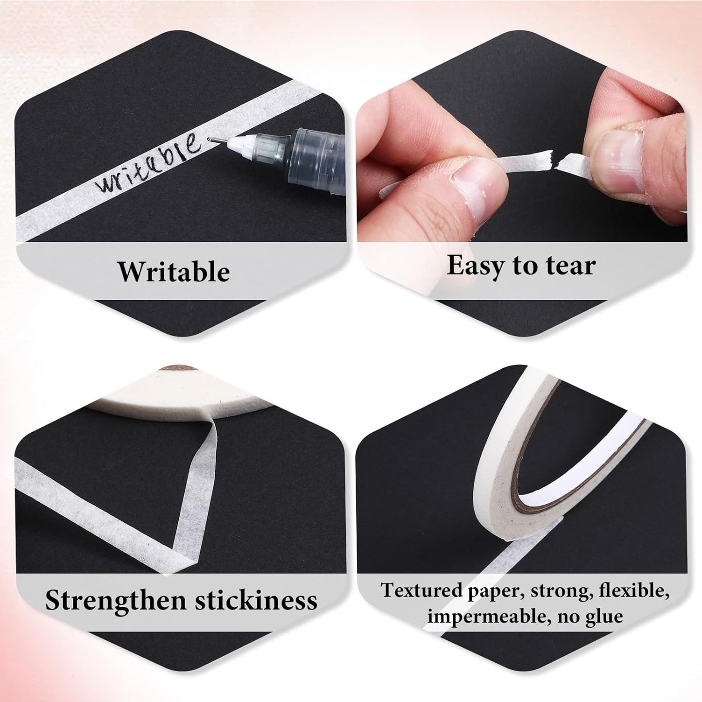 4 PCS White Nail Tape Nail Art Striping Tape Nails Art Striping Tapes Removable Paper Nailes Tapes French Tip Tapess for DIY Decoration Design French Style Manicure (0.5.0.8,1,1.2cm)