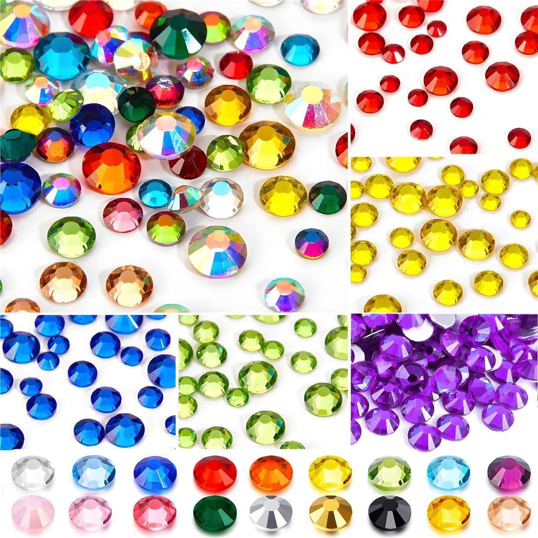 Flatback Rhinestones Round Gems for Nails Art and Crafts 4000Pcs SS12 3mm Glitter Crystals Stone DIY Bags Clothes Shoes (Light Blue)