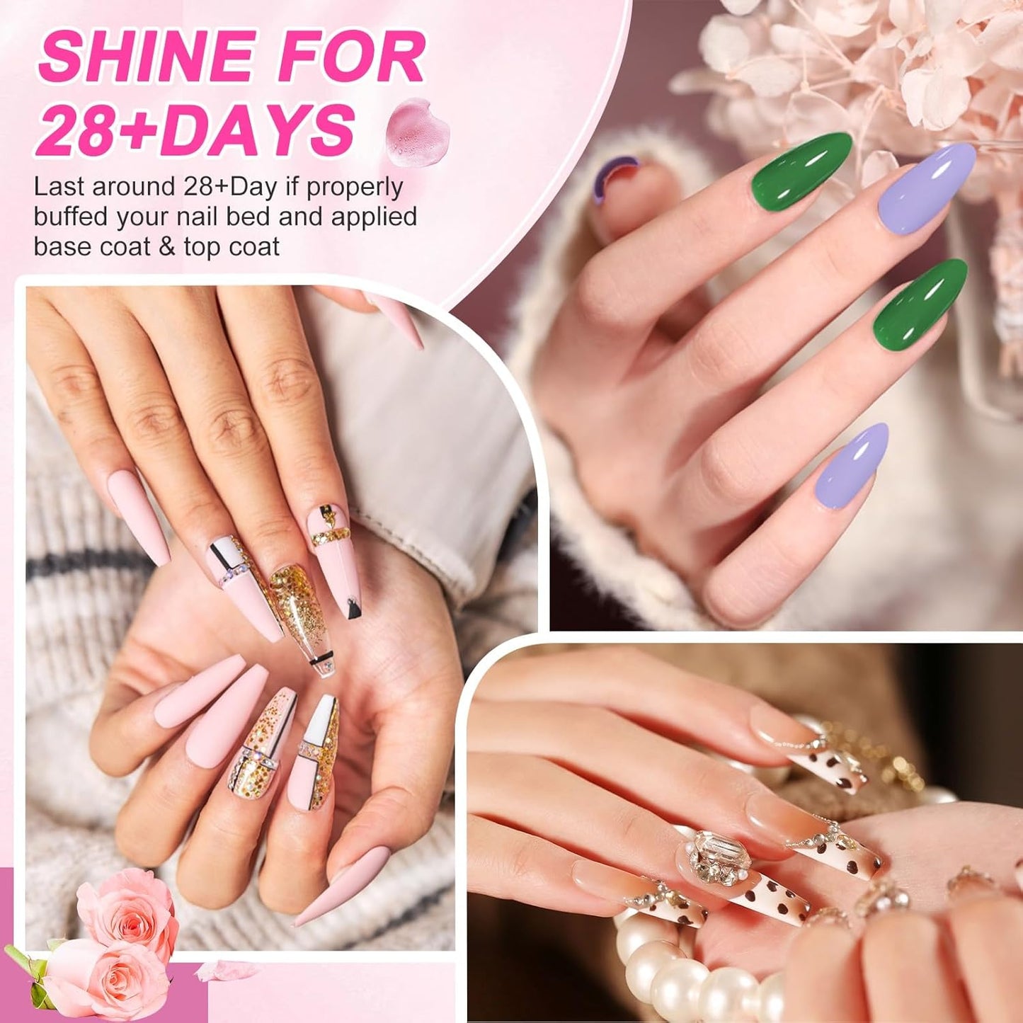 LKEE Gel Nail Polish Kit with U V Light 108W, 65 Pcs Gel Nail Polish Set All Season Gels Nail Kit Essential Manicure Tools for DIY Nails Art Gifts for Women (36KIT-color 3)