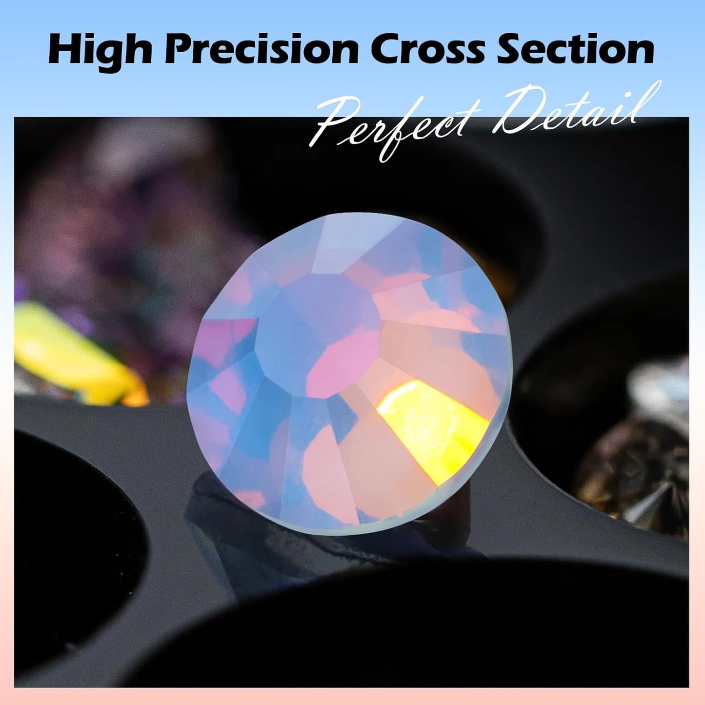 F Light Blue Flatback Rhinestones, Glass Rhinestones for Nail Art and Craft, Glue Fix, Loose Crystal Gemstones(F Light Blue, SS20, 1440pcs, 4.6-4.8mm)