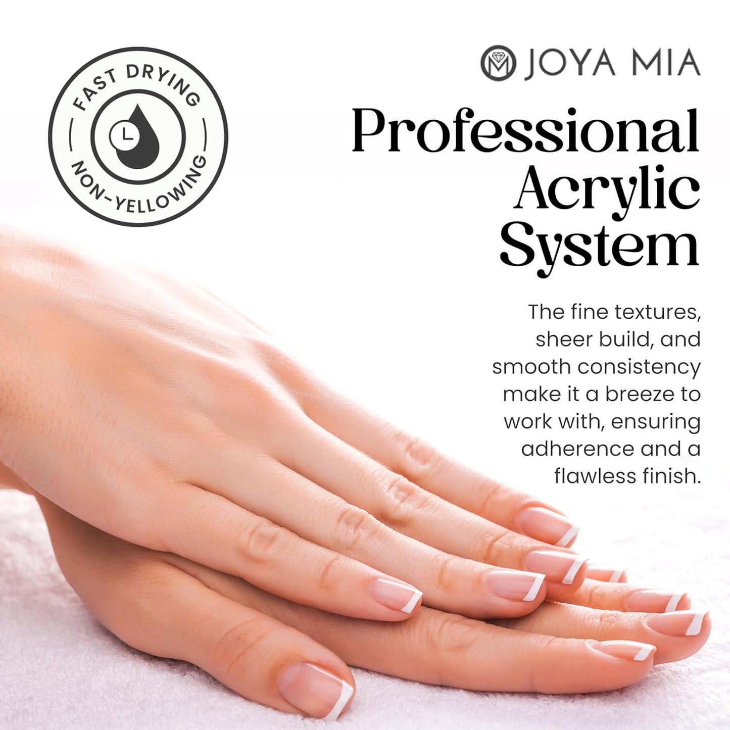Joya Mia Acrylic Powder for Nails, MMA-Free, Super Adhesion Professional Powder for Flawless & Long-Lasting Nail Enhancements, Easy Application, Vibrant & Stunning Colors - Soft Pink, 16 oz