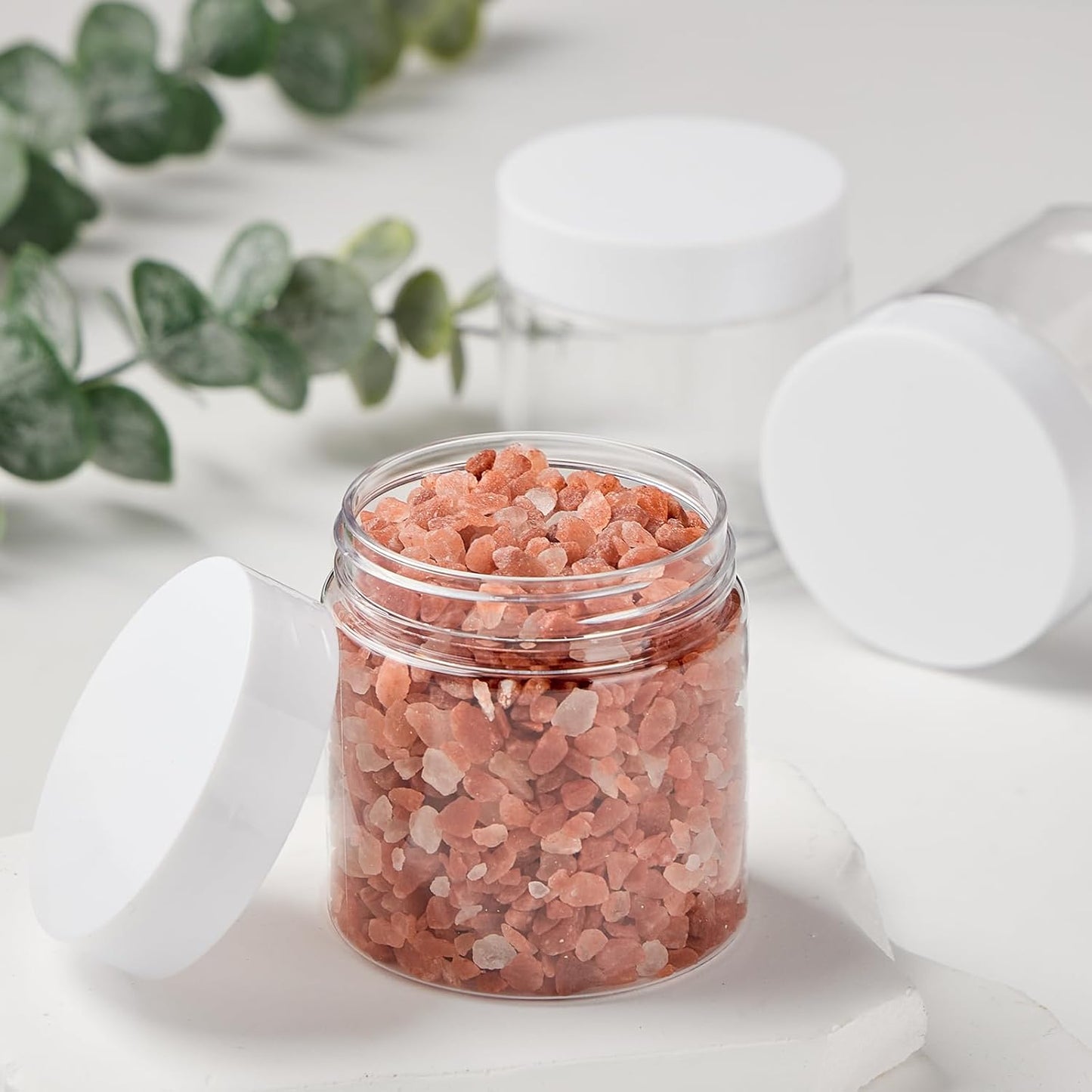 TUZAZO 48 Pack 2 Oz Small Plastic Container Jars with Lids and Labels BPA Free, Empty Round Clear Cosmetic Containers Plastic Slime Jars for Lotion, Cream, Ointments, Samples, Travel Storage (48)