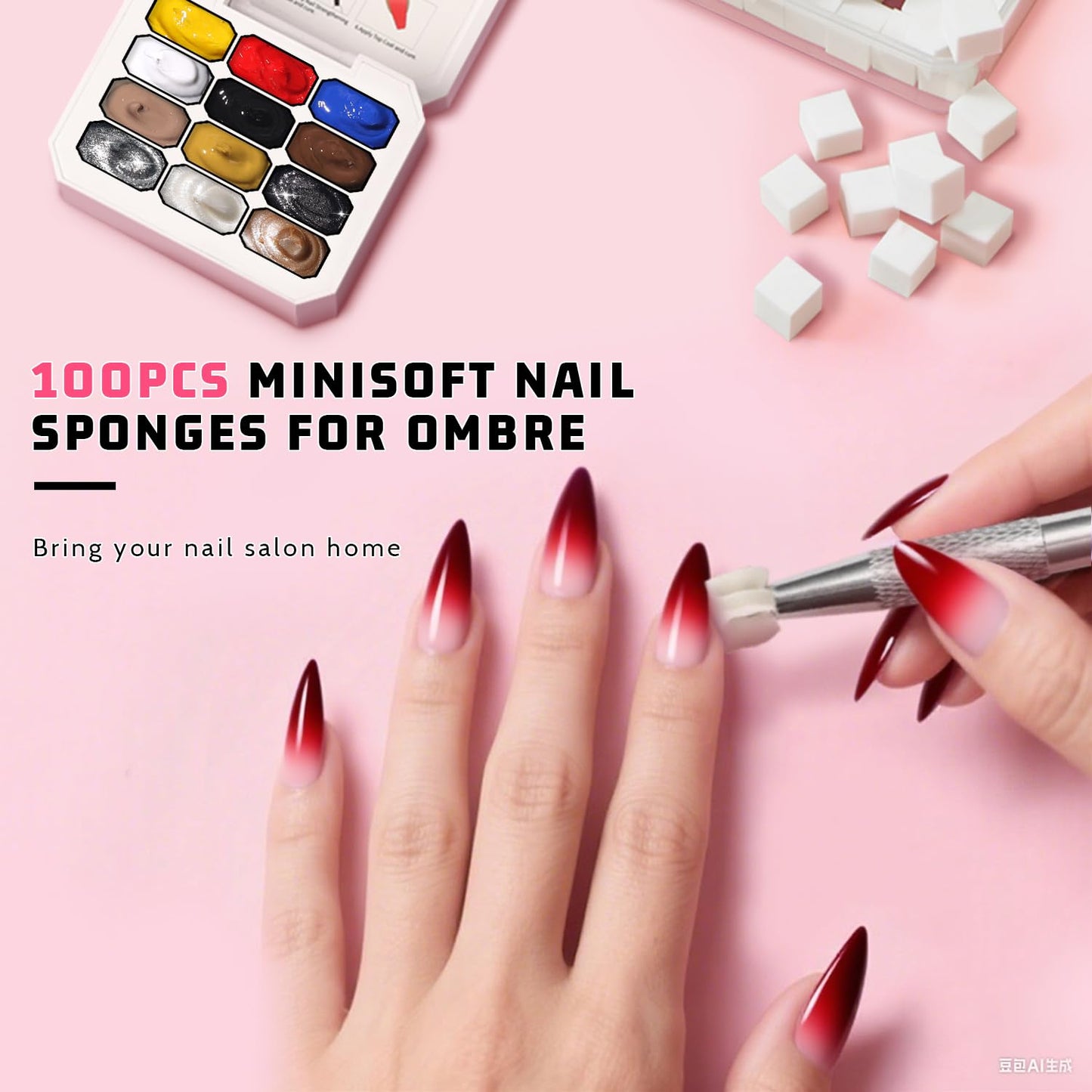 Sponge Pat Paint Nail Gel, Ombre Nails Gradient Gel Nail Blush Blooming Aura Nails Drawing Stripper Floral Painting DIY Nail Art, No Wipe, UV/LED Curing (12 Colors M)