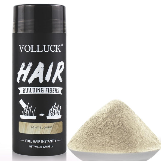 VOLLUCK Hair Fibers for Thinning Hair, Instant Coverage Hair Building Fibers for Women and men, Natural Hair Powder for Conceal Hair Loss 28 g (Light Blonde)