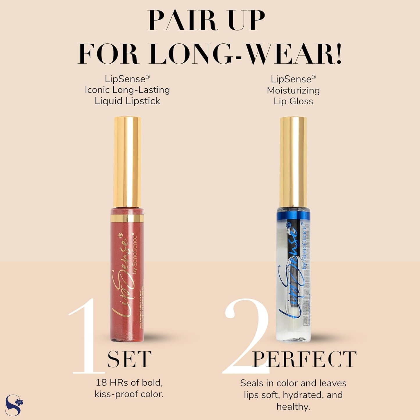 SeneGence LipSense Fly Girl Liquid Lipstick and Glossy Clear Lip Gloss Duo – 18HR Wear, Hydrating, Waterproof, Transfer-Proof