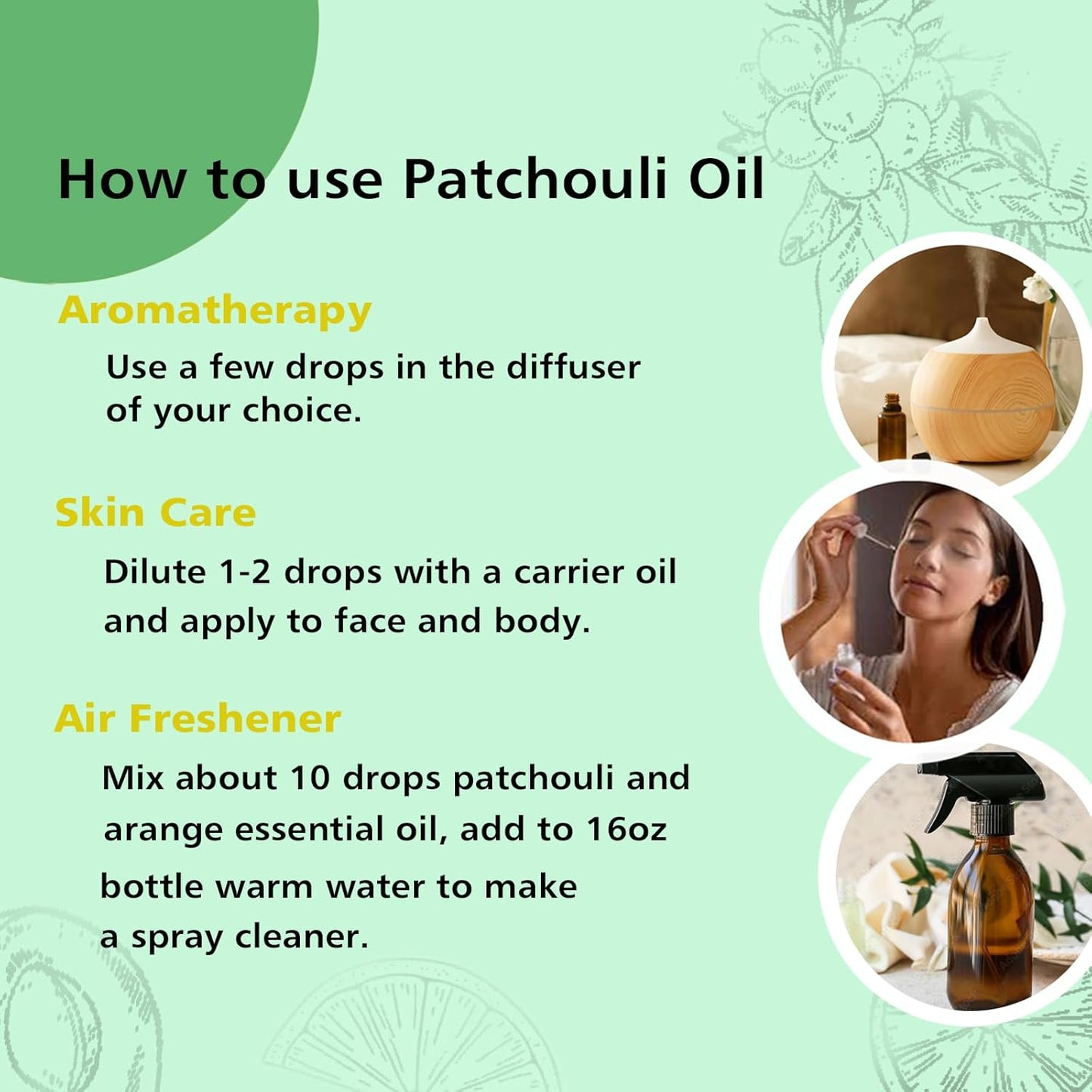 Patchouli Essential Oil 1 Oz, 100% Pure Patchouli Oil for Skin, Diffuser, Perfume & DIY - 30ml