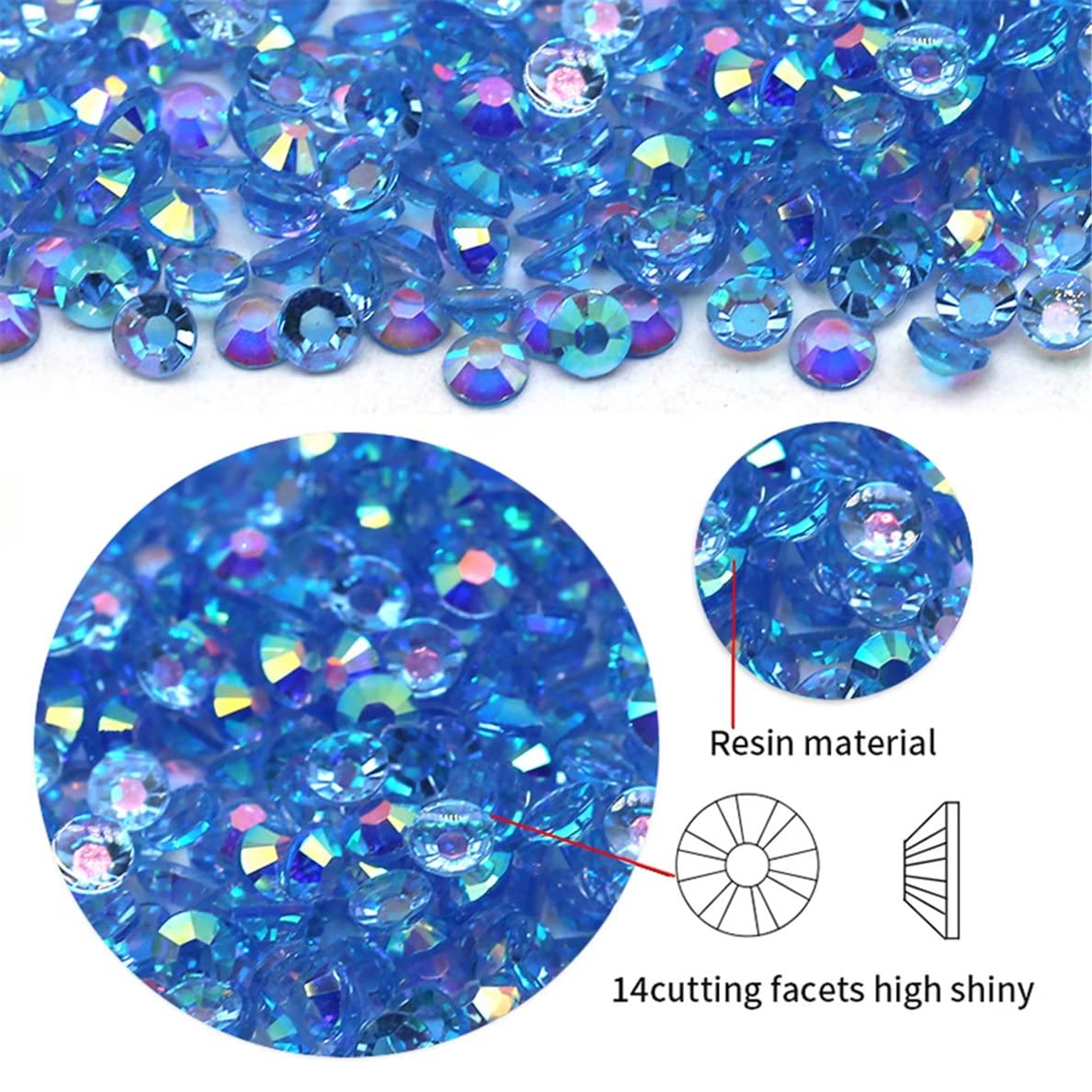 720 Pcs SS30 6mm AB Flatback Rhinestones for Nails Art Crafts Transparent Glitter Round Gems Crystals DIY Clothes Shoes(Clear Aqua Blue AB)