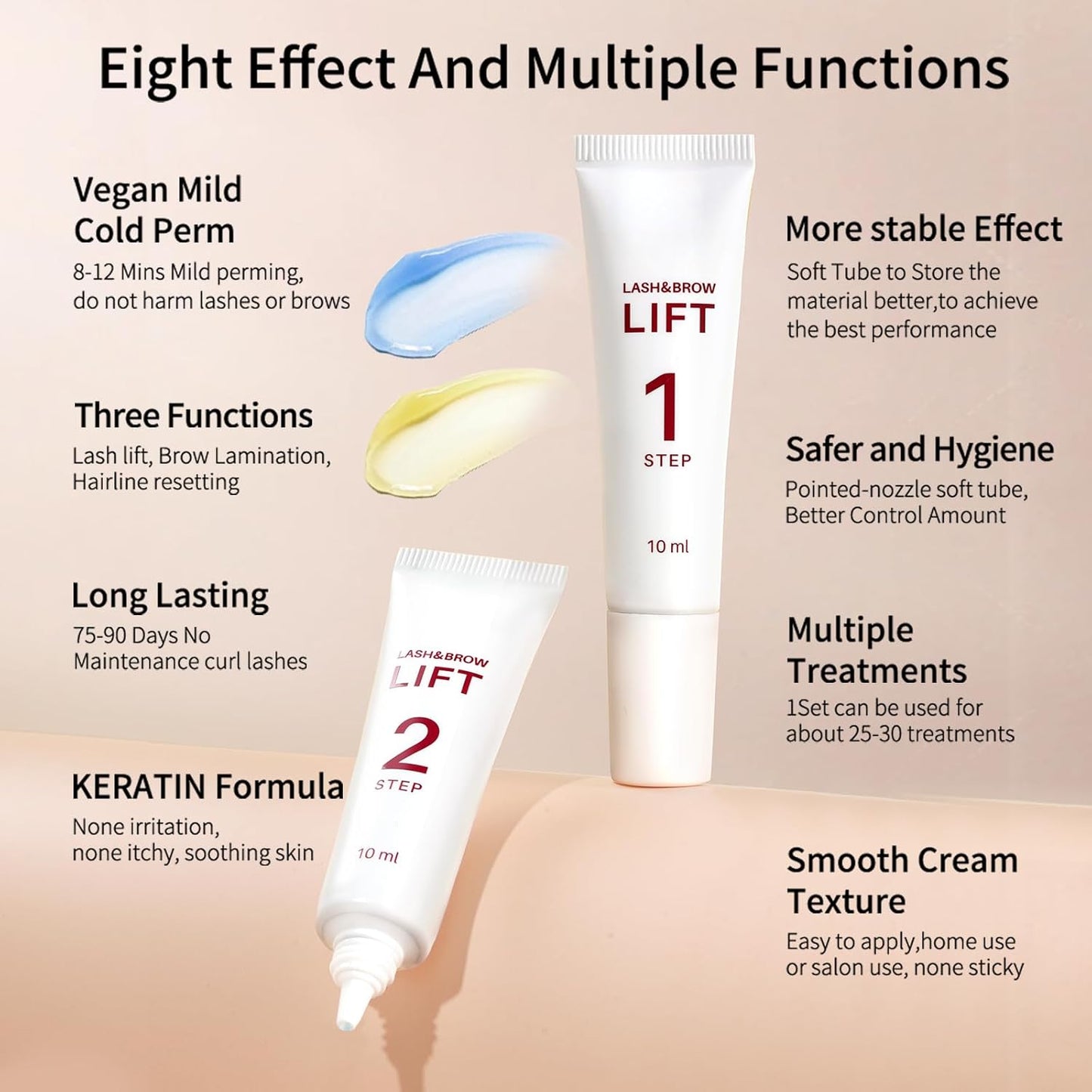 ICONSIGN 2-in-1 Lash Lift Kit Brow Lamination Kit, High-capacity Lotion Tube Design Eyelash Perm Kit Perm & Setting Lotion for Salon or Home Use, White