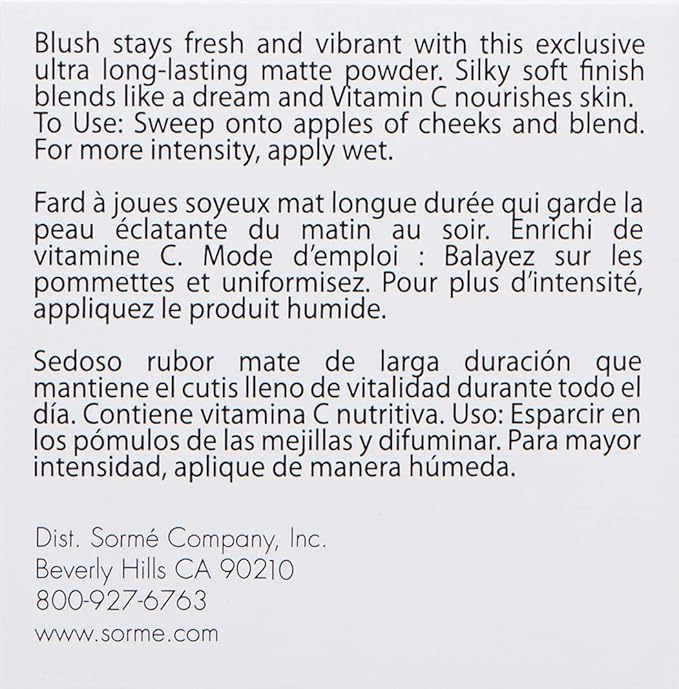 Sorme Cosmetics Long Lasting Blush, Wild Rose, 0.14 Ounce