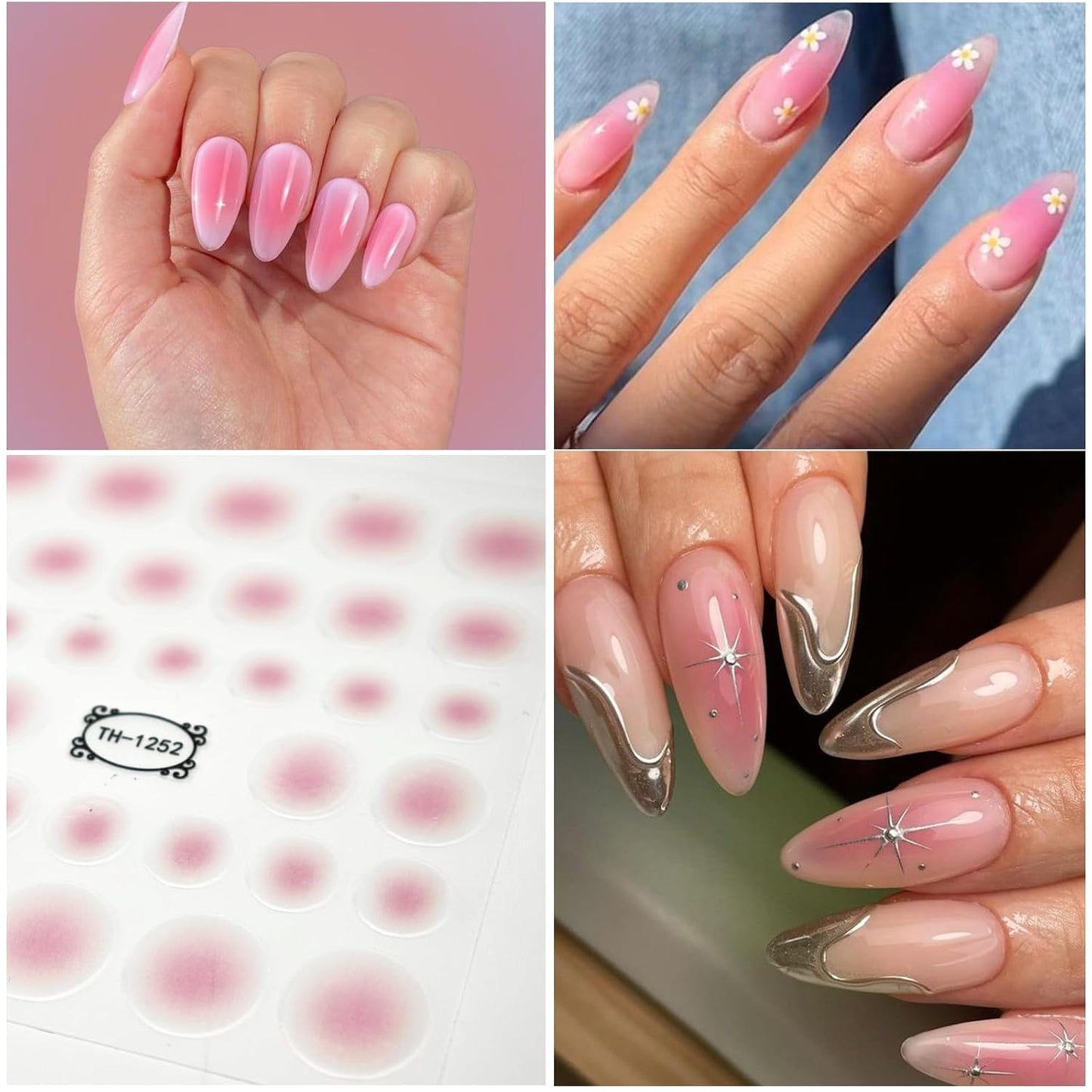 Blush Flower Nail Art Stickers Decals 5D Embossed Nail Decals Spring Summer Frangipani Nails Art Design Self-Adhesive Accessories 3D Flower Nails Stickers for Women Decoration