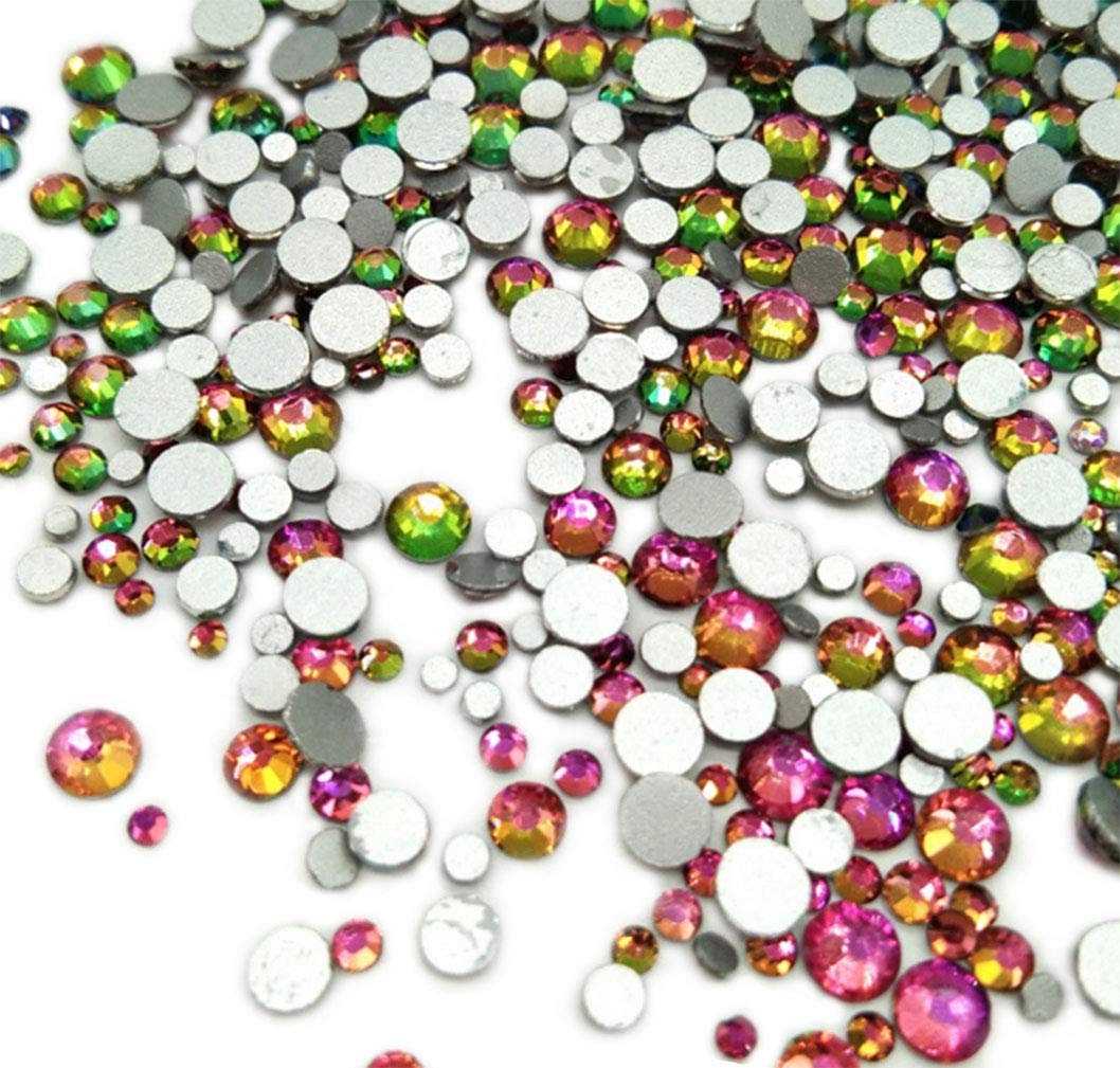 Rhinestones flat back gems round DIY decorative Nail Face and apparel accessories ss3-20 mix size(1440pcs five color)