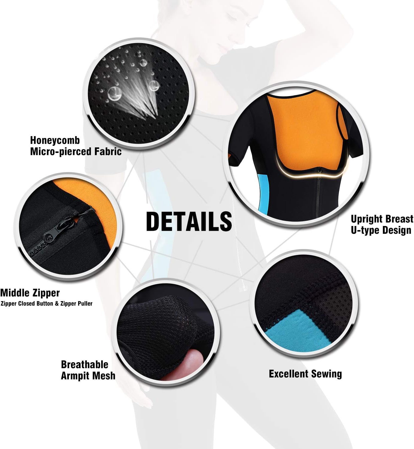NonEcho Women Sauna Body Shaper Sweat Suit Sleeve Spa Cami Hot Neoprene Slimming Workout Vest Waist Trainer Top