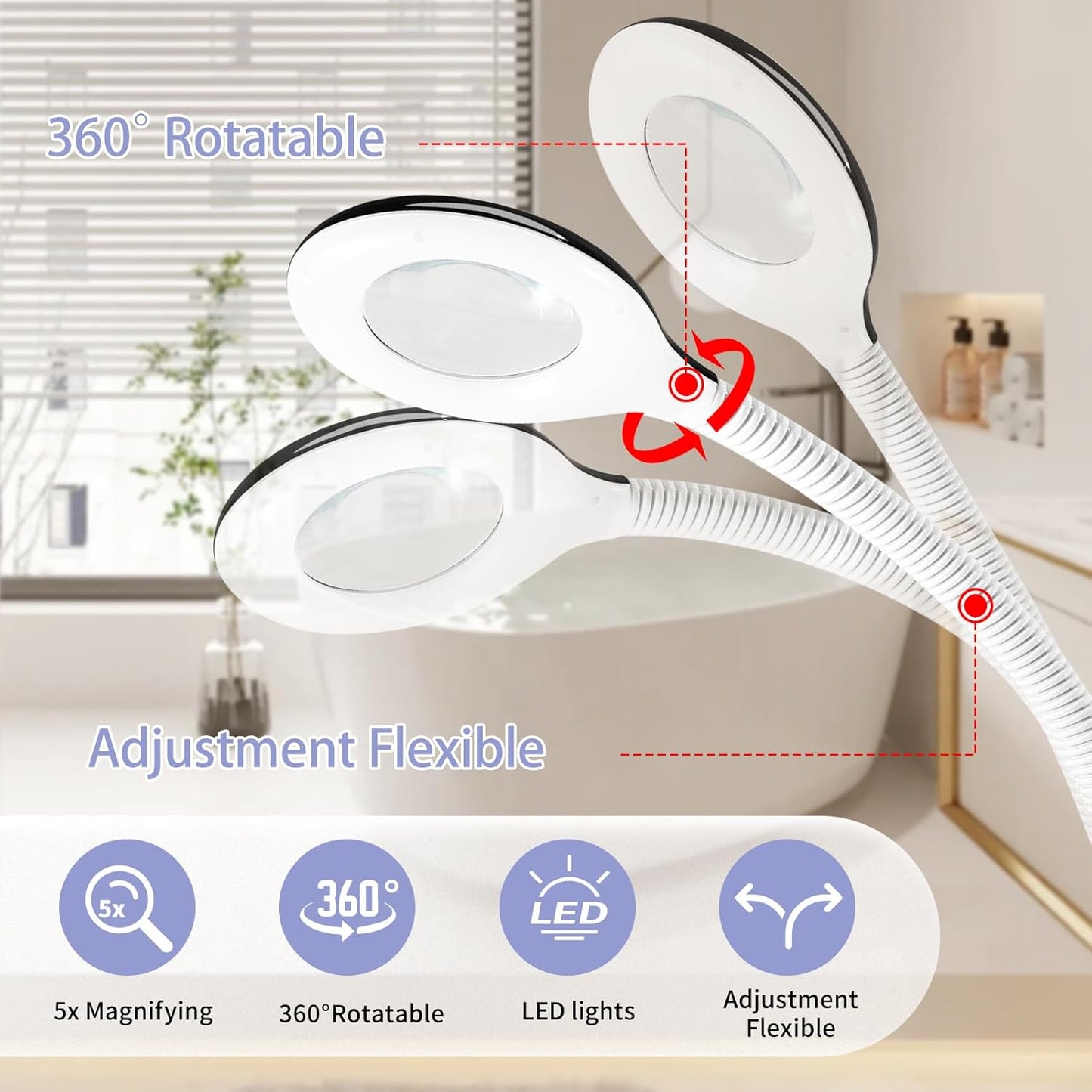 Professional Facial Steamer, 2 in 1 Facial Steamer with 5X Magnifying Lamp for Deep Cleansing and Hydration, Face Steamer on Wheels with Time Setting, Estheticians Steamer for Spa, Salon and Home Use