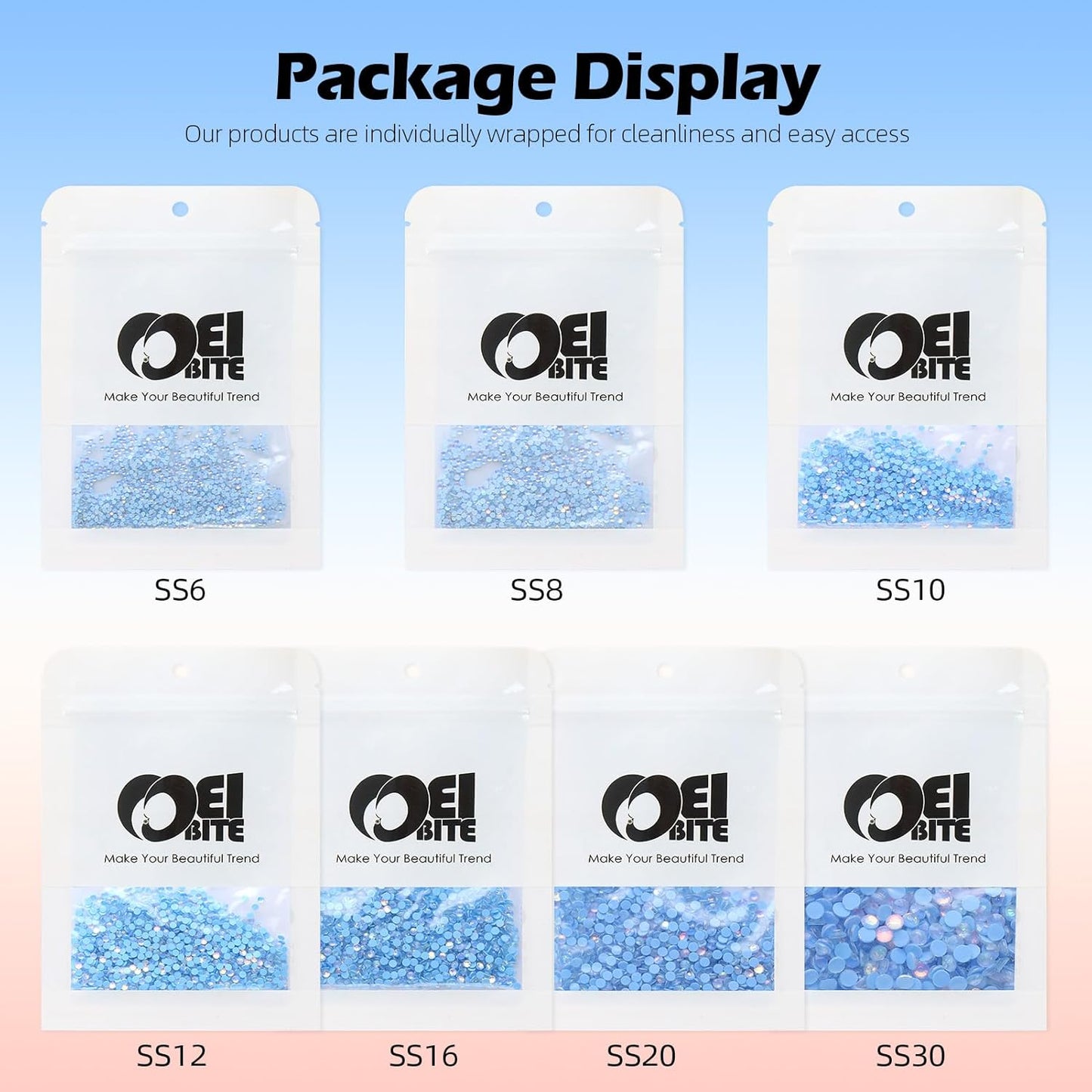 F Light Blue Flatback Rhinestones, Glass Rhinestones for Nail Art and Craft, Glue Fix, Loose Crystal Gemstones(F Light Blue, SS20, 1440pcs, 4.6-4.8mm)