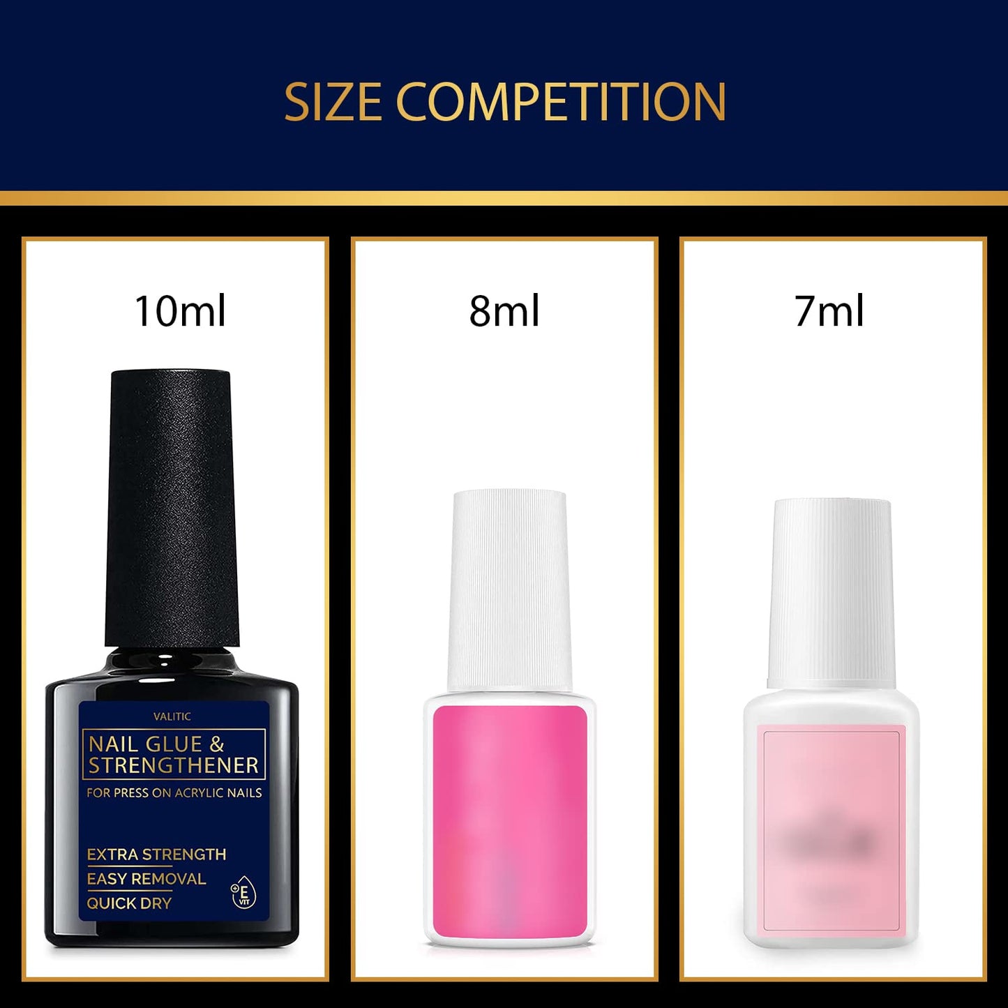 Valitic Strong Nail Glue and Strengthener - Quick Dry Brush On Gel for Long Lasting Nails - Adhesive Bond for False Nails - Strengthener for Nail Tips - 1 PACK