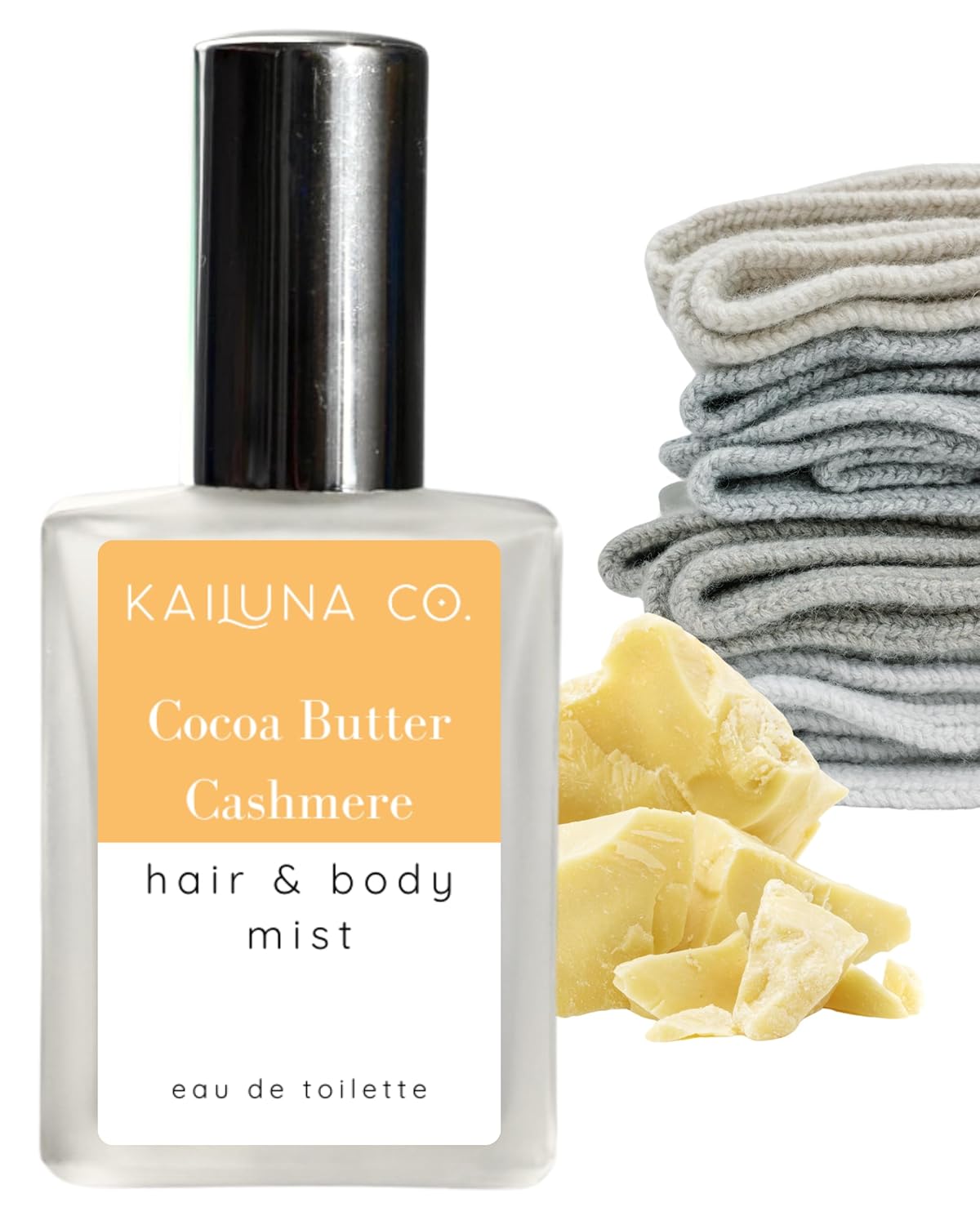Cocoa Butter Cashmere Natural Hair & Body Mist Spray, Pure Essential and Fragrance Oils, Alcohol-Free, Handmade in California, 0.5Fl Oz
