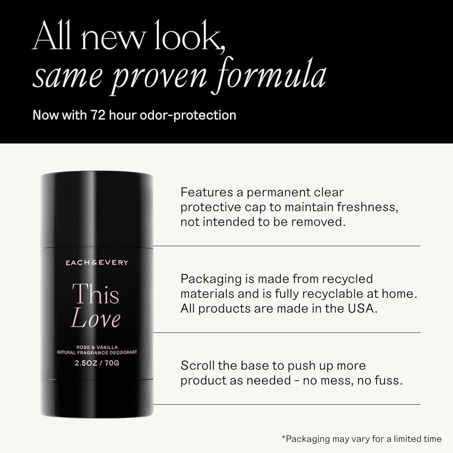 Each & Every Aluminum Free Deodorant for Women & Men - All Natural Deodorant for Sensitive Skin, EWG Verified - Clean, Baking Soda-Free, Plant-Based Fragrance, Rose & Vanilla, 2.5oz