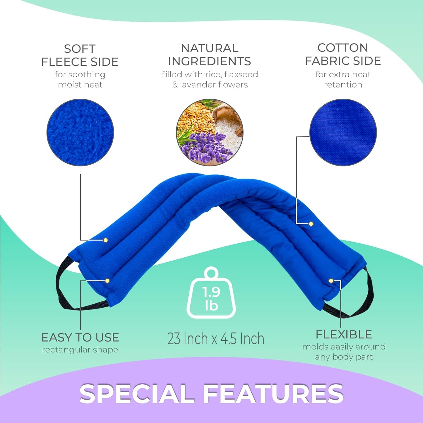 Microwavable Heating Pads for Lower Back, Neck, and Shoulder Pain Relief - Moist Microwave Heating Pad for Muscles and Joints - Microwave Hot Pack Heat Pad for Cramps -3 Heat Pack Blue-Lavender Scent