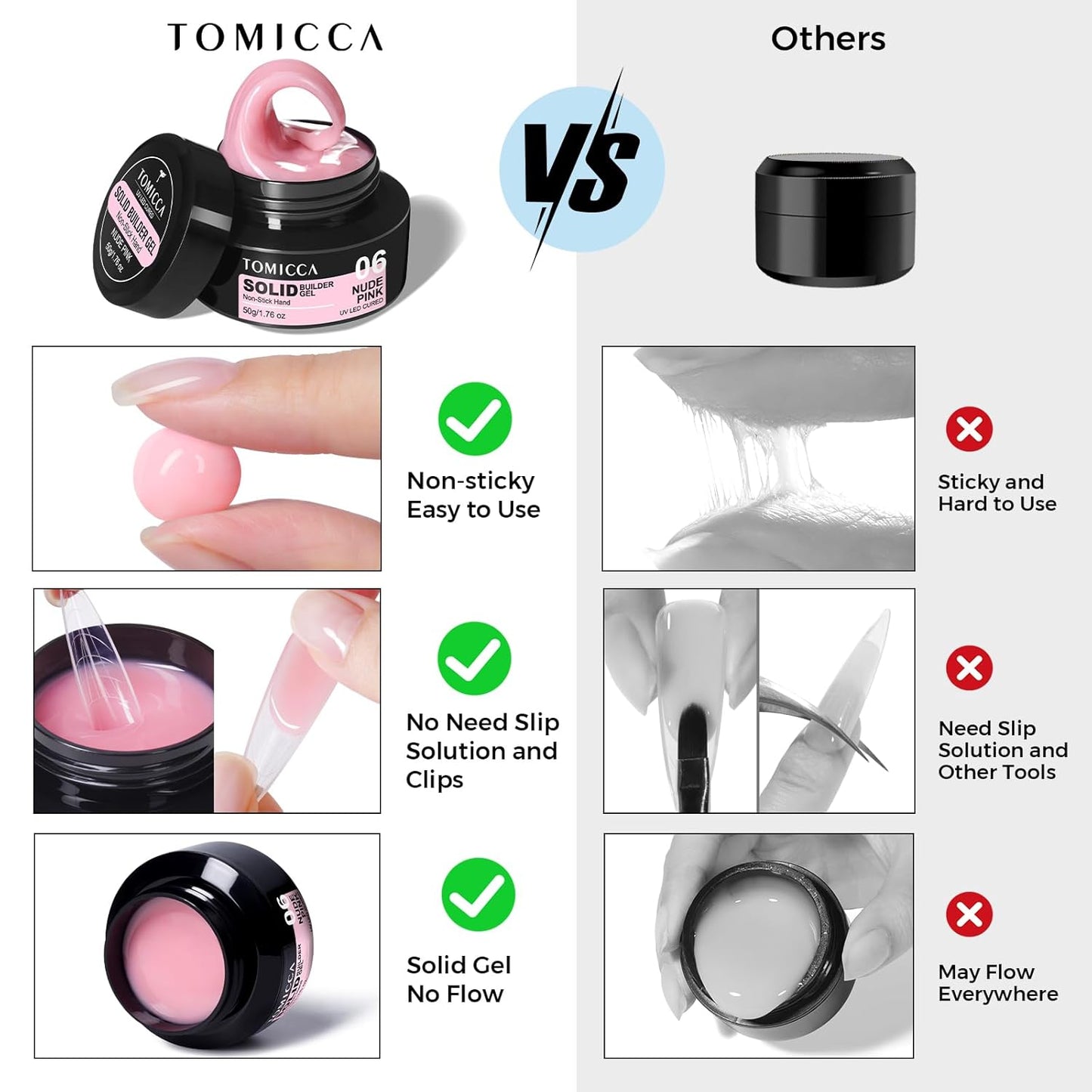 TOMICCA 3D Nail Gel Sculpting Gel for Nail Art 50g Gel Nail Art Non Sticky Hand Carving Gel UV LED Nail Extension Gel Solid Builder Gel for Nails Nude Pink