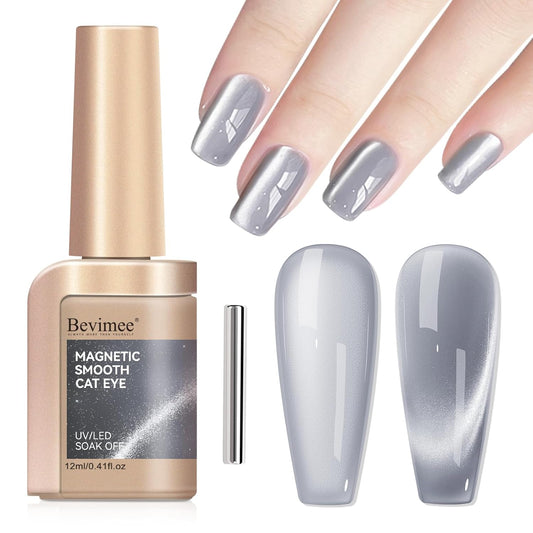 Cat Eye Gel Nail Polish Moonlight Magnetic Nail Polish Silver Glitter Mirror Glass Smoothie Cateye UV Gel Polish Holographic for Nail Art Manicure DIY at Home 1PC 12ML