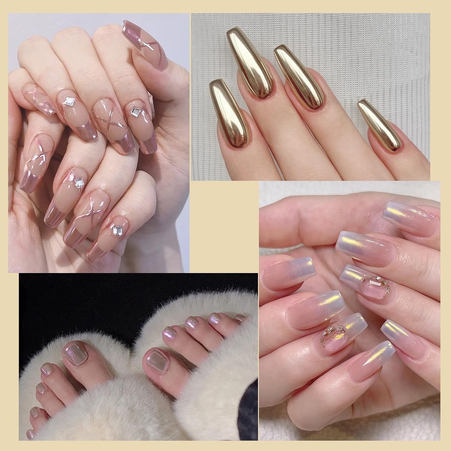 Artdone 16 Colors Chrome Nail Powder, Iridescent Aurora Chameleon Powder Metallic Mirror Effect Pigment Pearlescent Mermaid Pigment Pearl Glitter Dust Kit, Nail Art Decoration, Resin Craft