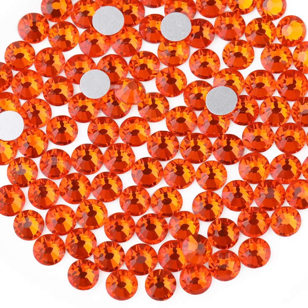 beadsland 1440 Piece Flat Back Crystal Rhinestones Round Gems,1.3mm-6.5mm, Orange(SS16(3.8-4.0mm))