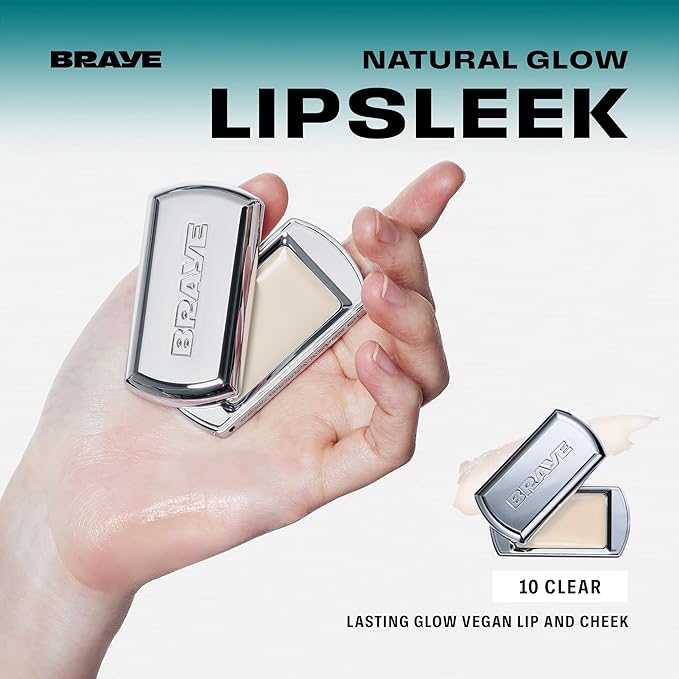 BRAYE Lipsleek Lip Balm, Monochromatic Cream Blush 2-in-1 Face Makeup, Hydrating & Mood Buildable, Vegan + Cruelty-Free Glow for Cheeks l 10 Clear