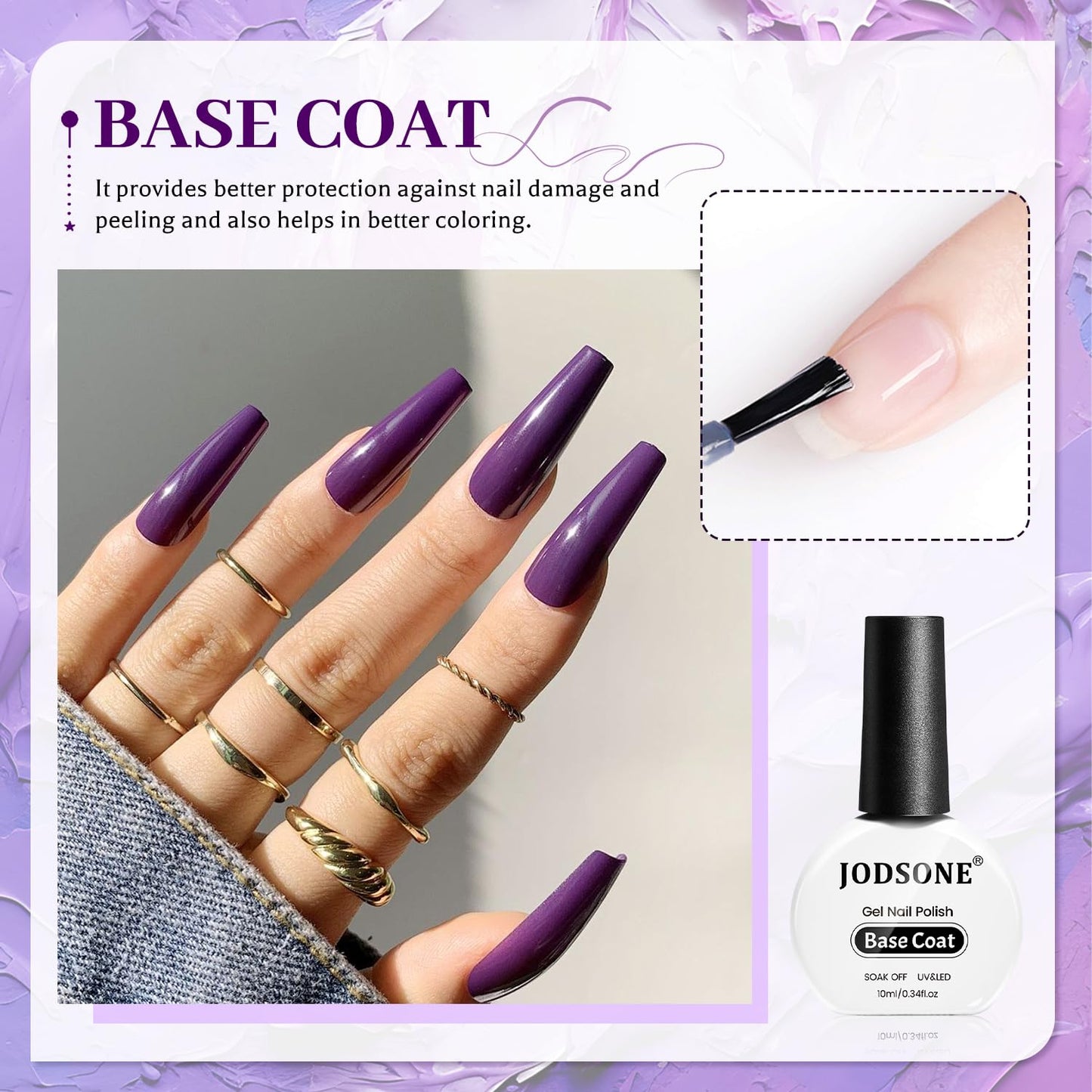 JODSONE 3Pcs Base Coat Glossy Top Coat Matte Top Coat Set Long Lasting Shine and Velvety Finish 10ml Each Salon Quality Nail Care Kit