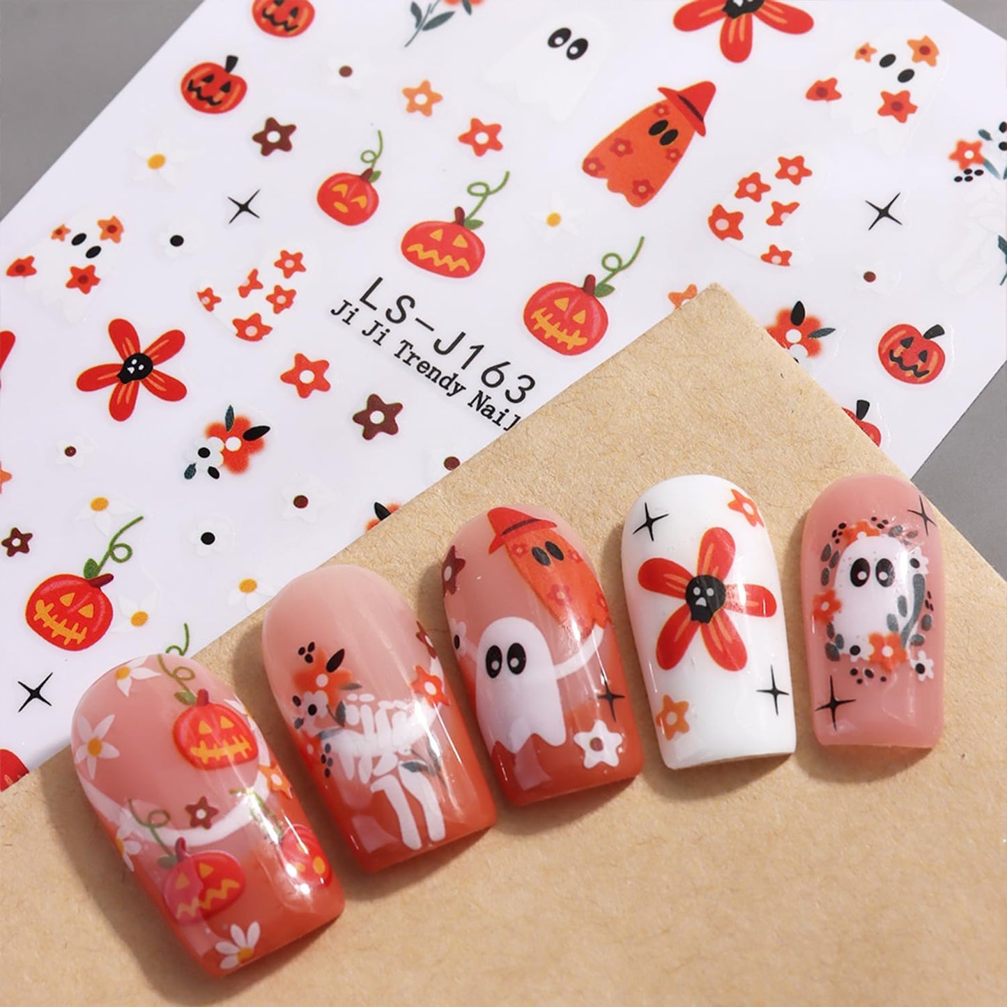 8 Sheets Halloween Nail Art Stickers Decals Evil Eye Nails Stickers Cute Ghost Pumpkin Nails Decal Self-Adhesive Blood Drop Nails Art Decals for Women Halloween Decor