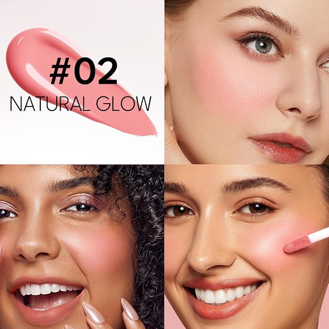 Liquid Cream Blush Stick Makeup for Cheeks | Build-in Brush - Application & Blending in One #L002 + #L003