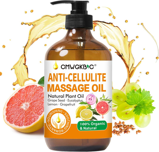 Anti Cellulite Oil Massage Oil for Massage Therapy,Body Oil for Skin Tightening & Cellulite Remover in Thighs and Butt,Cellulite Treatment Massage Oil,Assists with Firming,Toning & Moisturizes Skin
