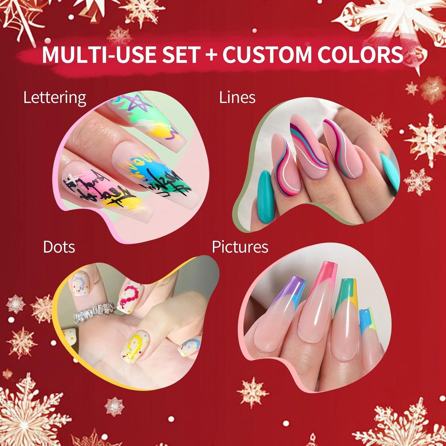 Born Pretty 12 Colors Nail Art Pens Set, Halloween Black White Orange Purple Colors 3D Acrylic Nail Polish Pens Quick Dry Nail Markers for Halloween Drawing Painting Dotting Pen DIY Manicure Tools