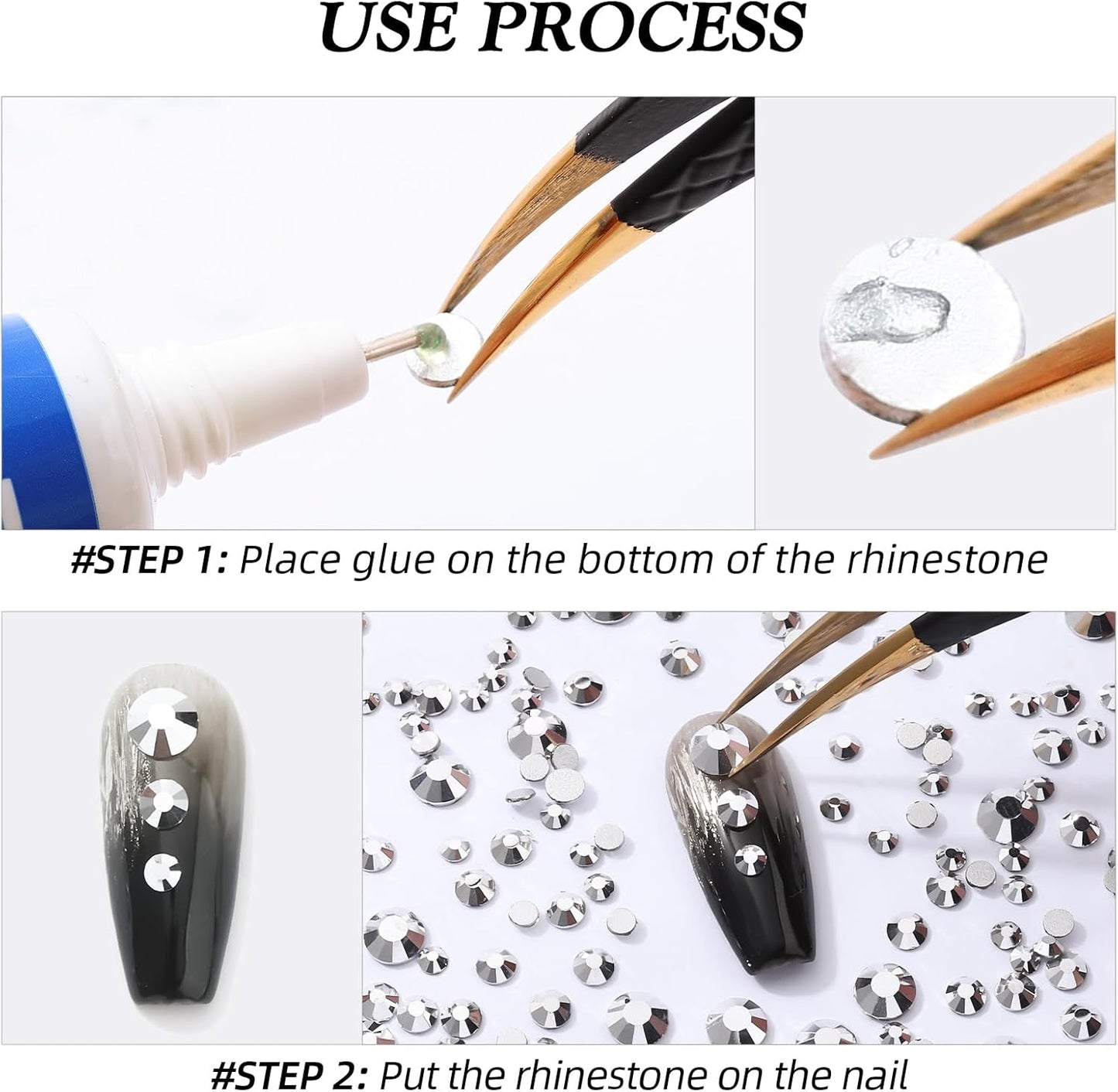 Silver Flatback Rhinestones, Glass Rhinestones for Nail Art and Craft, Glue Fix, Loose Crystal Gemstones(Silver, SS4, 1440pcs, 1.5-1.7mm)