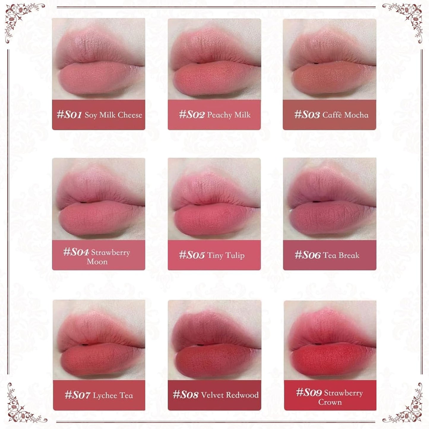 Flower Knows Strawberry Rococo Cloud Lip Cream,Velvety Matte Liquid Lipstick,Pink Lipstick,Long Lasting Lip Stain,Kiss-proof Blurred Lipstick for Girls&Women,0.12 Fl Oz(S06 Tea Break)