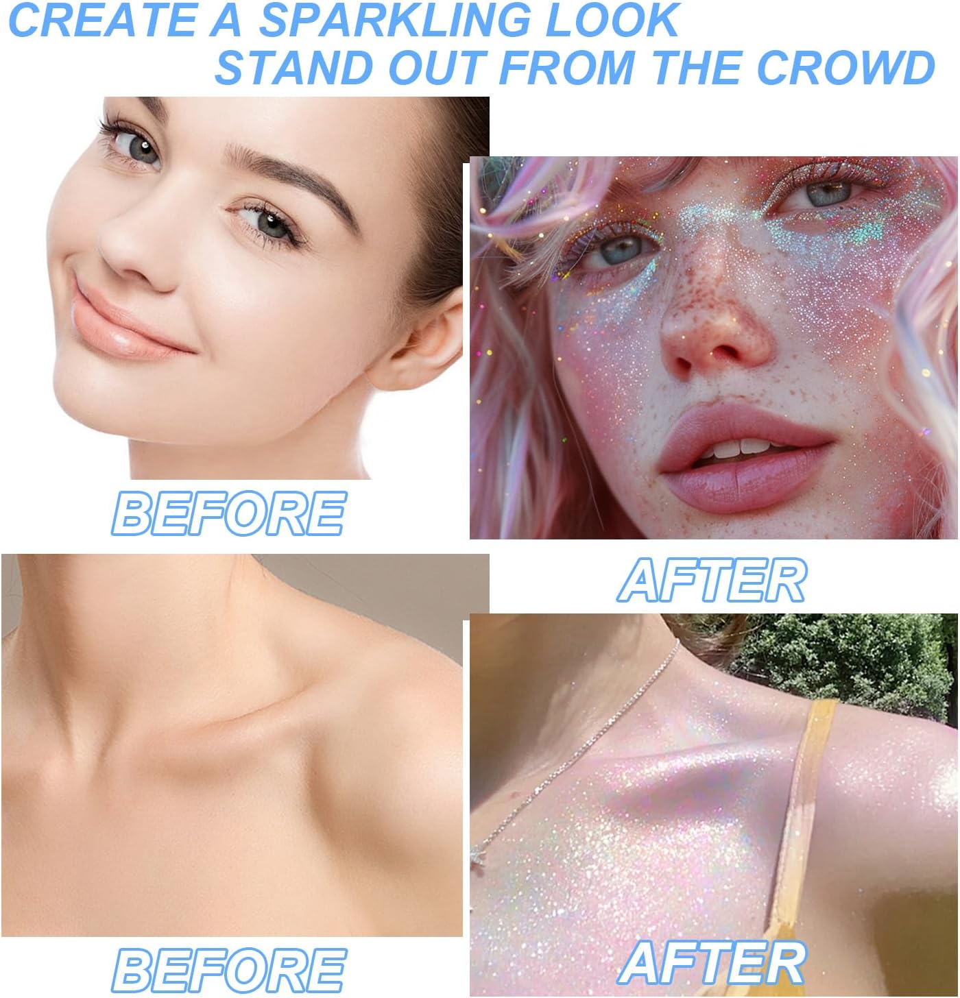 Hair and Body Glitter Spray, 1PC Hair Glitter Extra Fine Face Shimmer Powder for Clothes, Festival Loose Sparkle Powder for Rave Clothes Nail Art Easter Halloween Crafts