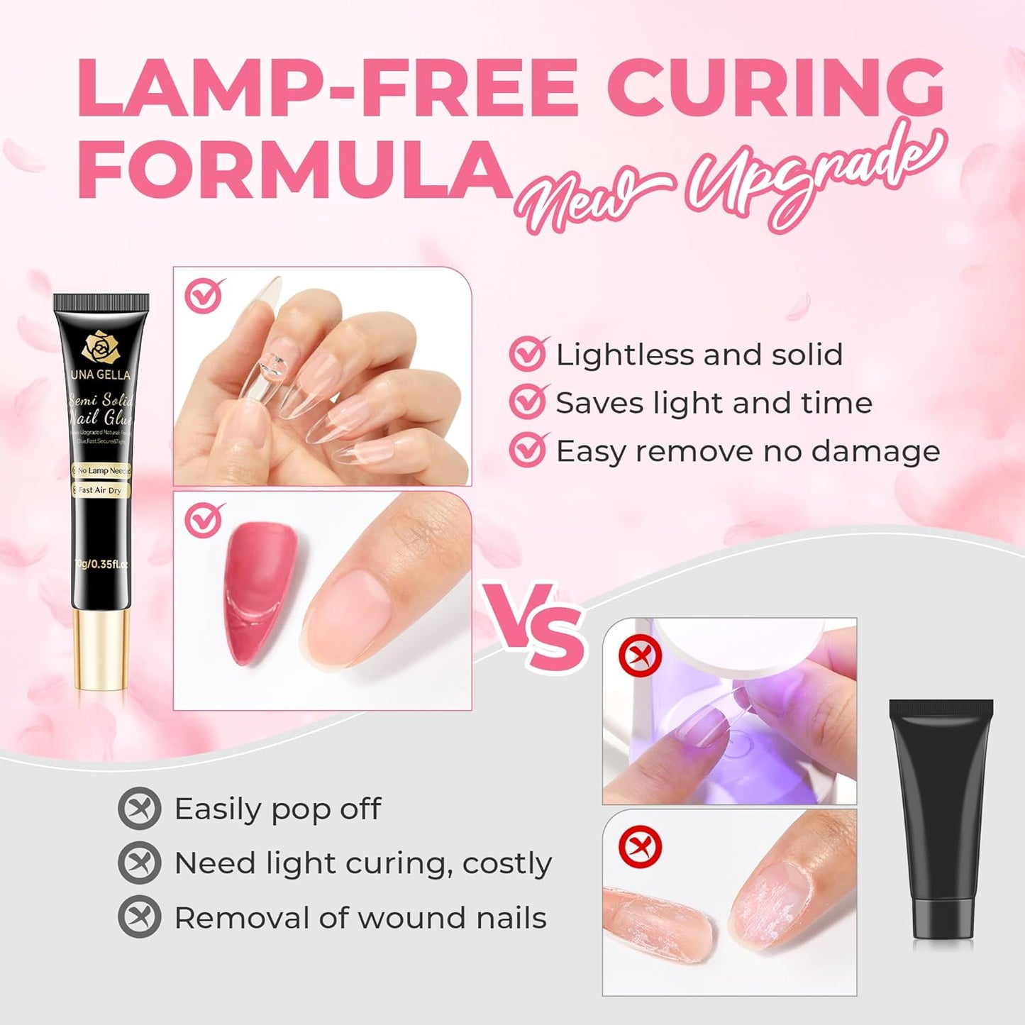 UNA GELLA Quick Drying Solid Nail Glue Gel 10ML with Gel Nail Glue Remover 12ML, for Press On Nails, No Need for Lamp, Long Lasting, Drip Use Remover Pen