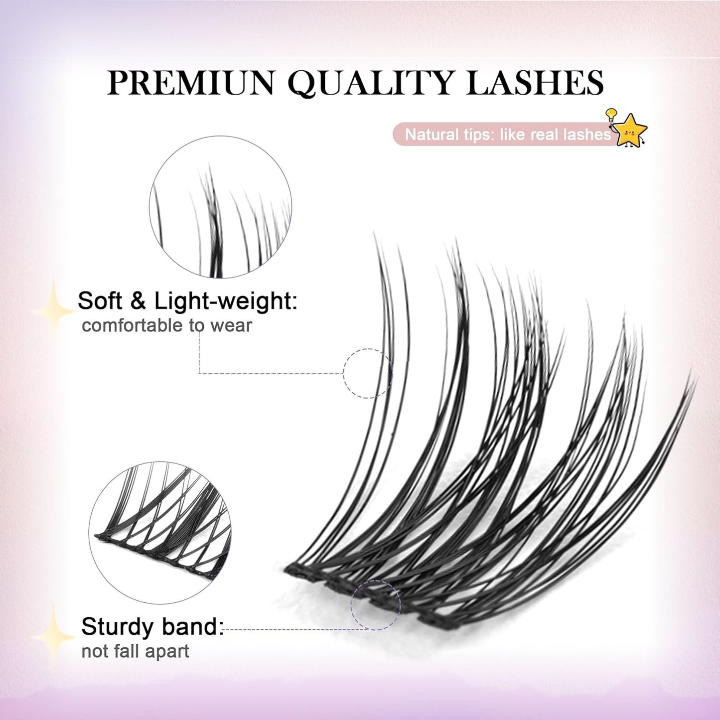 GAQQI Lash Clusters, GQ19 Individual Lashes 168pcs D Curl, DIY Lash Extension 14mm Length Only False Eyelash Clusters, Natural & Wispy Lash Wisps (GQ19,D Curl,14mm)