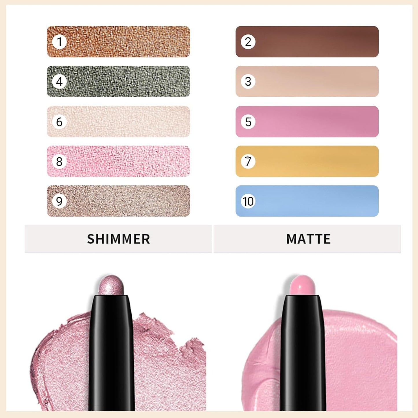 Erinde Waterproof Eyeshadow Stick, Cream Eye Shadow Stick, Long-Lasting, Crease-Proof, Cream to Powder Buildable & Blendable Eye Shadow Pencils Crayon, Vegan & Cruelty-Free, 01 Caramel