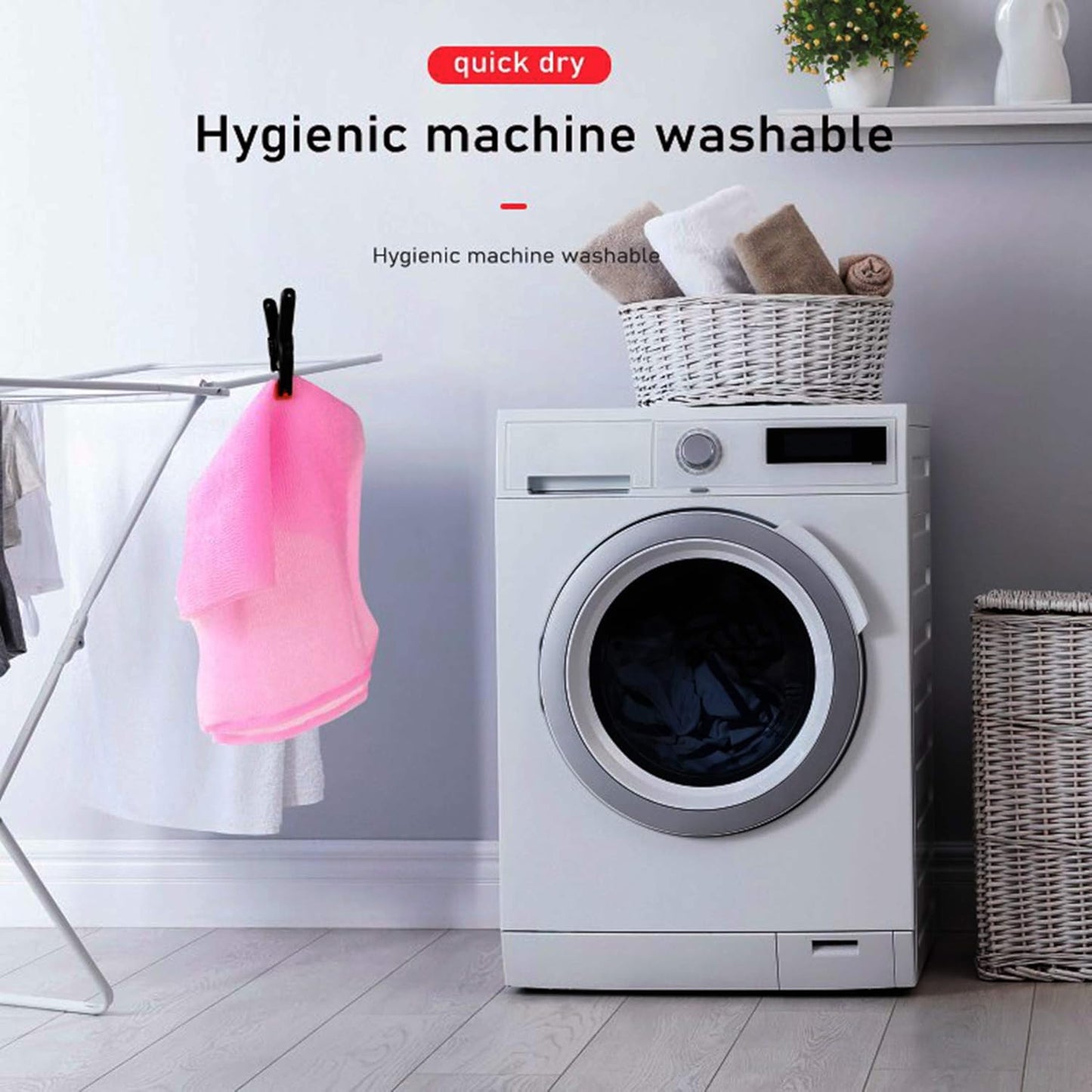 ARCH&M 3 Pack Exfoliating Towel for Body, 35-Inch Korean & Japanese Style Washcloth for Shower, Deep Clean & Smooth Skin, Nylon Back Scrubber, More Hygienic Than Loofah (Orange Purple Navy-Blue)