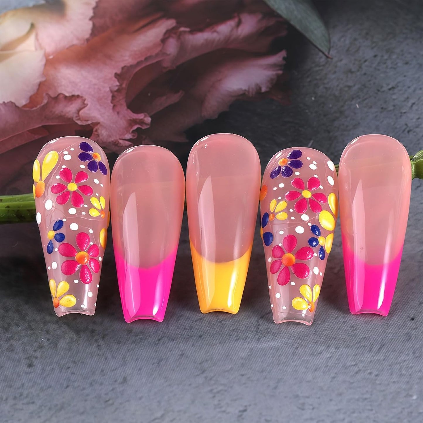 Flower Nail Art Stickers Decals, 4 Sheets 3D Self Adhesive Embossed Flower Nail Decals Nail Art Supplies Designs, Floral Nail Accessories for Women Girls