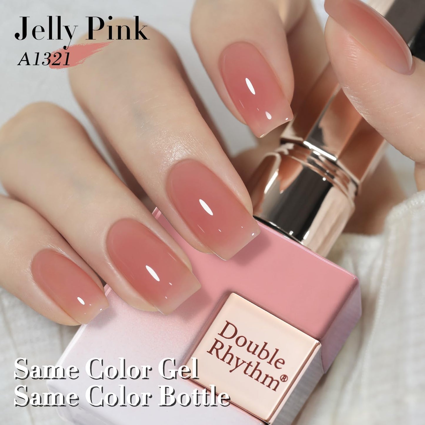 Double Rhythm Gel Polish Translucent Sheer Neutral Natural Light Milky Same Color Same Bottle 15ML Jelly Polish Art DIY at Home (Baby Nude Pink-A1321)