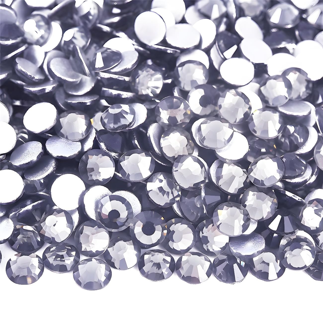 Flatback Rhinestones Round Gems for Nails Art and Crafts 2000Pcs SS16 4mm Glitter Crystals Stone DIY Bags Clothes Shoes (Light Grey)