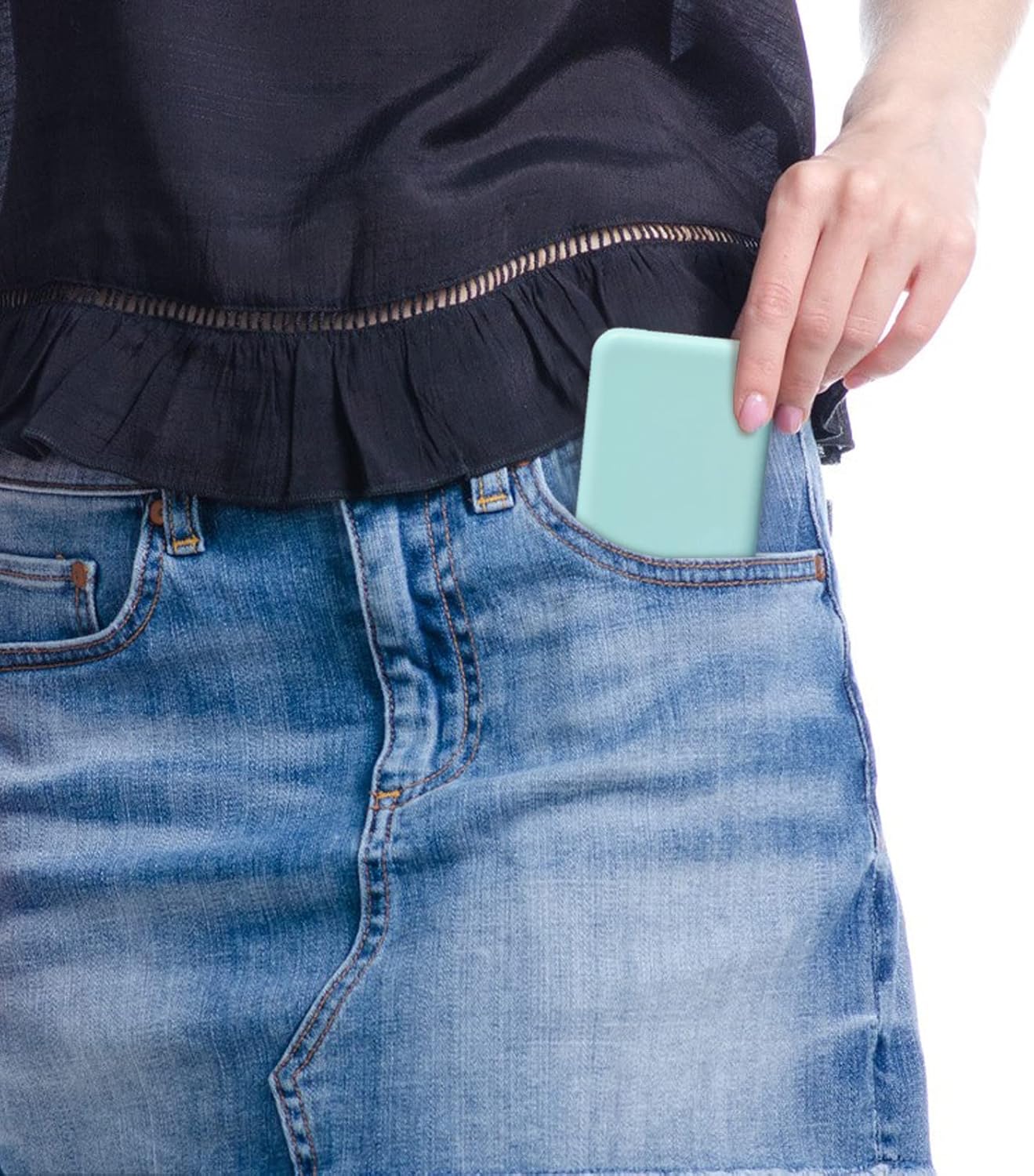 WOBSION Small Mirror with Lights,LED Compact Makeup Mirror,1x/3x Mini Travel Mirror with Magnification,Portable for Purse,Pocket,Gifts for Girls,Cyan