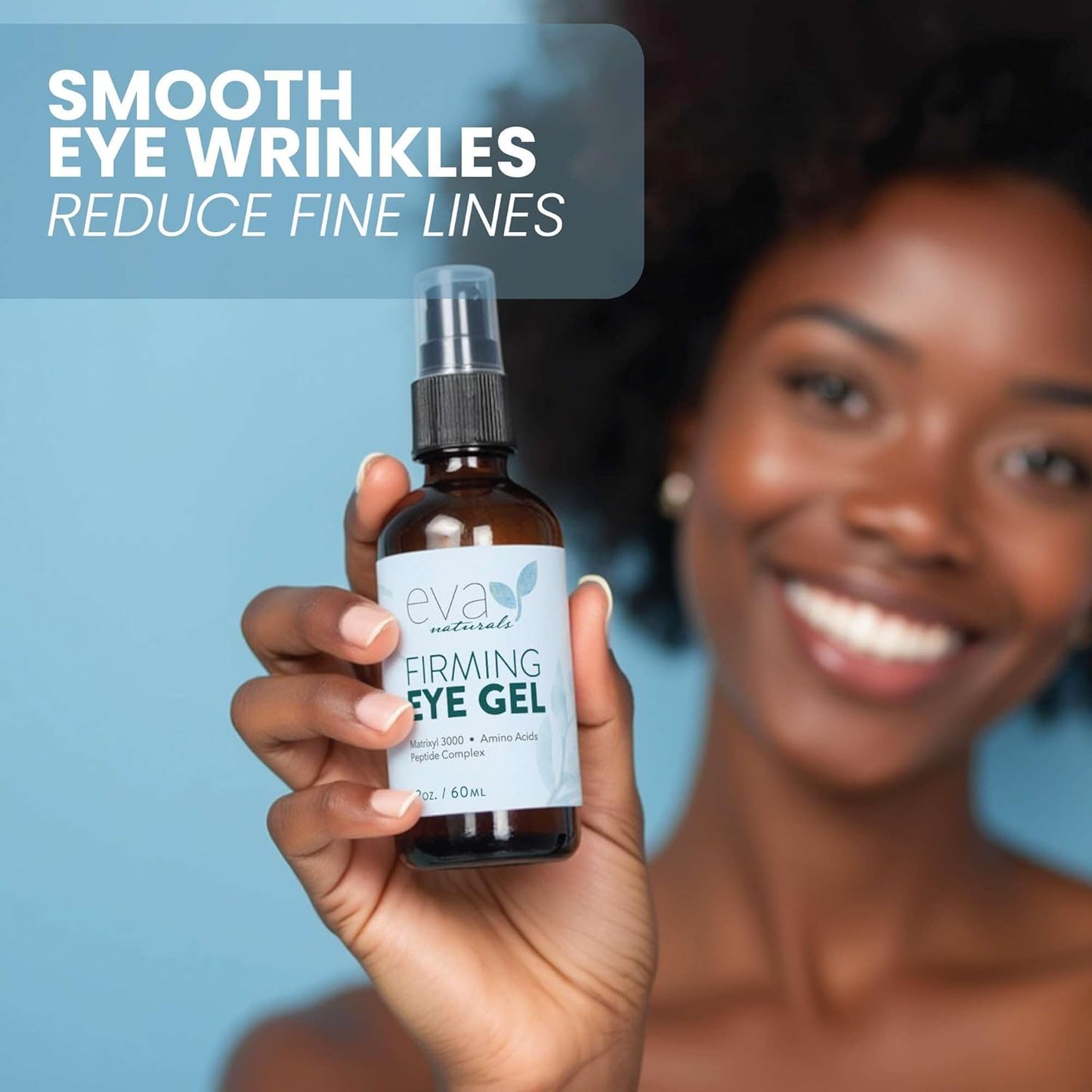 Eva Naturals Eye Gel for Dark Circles, Bags & Puffiness – Anti-Aging Serum with Peptides, Hyaluronic Acid & Botanicals – Firming Under Eye Treatment for Wrinkles, Fine Lines & Tired Skin – 2 oz